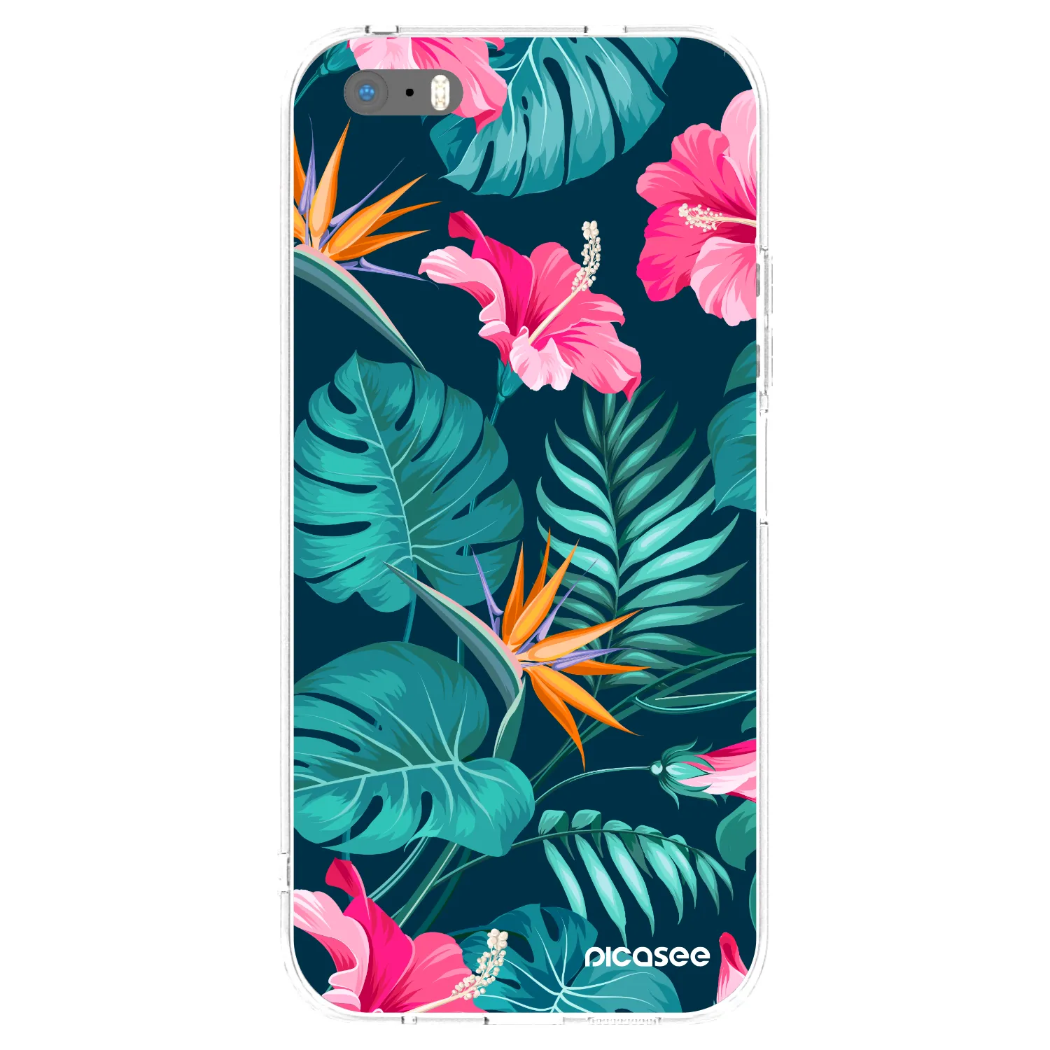 Picasee silikonski prozorni ovitek za Apple iPhone 5/5S/SE - Pink Monstera