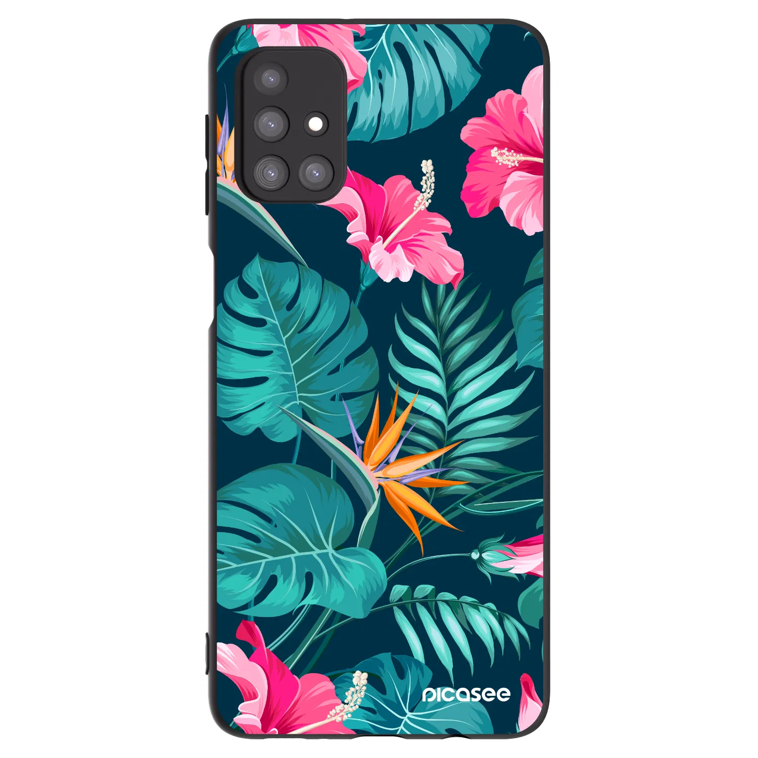 Picasee silikonski črni ovitek za Samsung Galaxy M31s - Pink Monstera