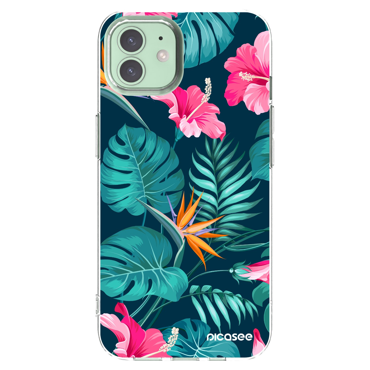 Picasee silikonski prozorni ovitek za Apple iPhone 12 - Pink Monstera