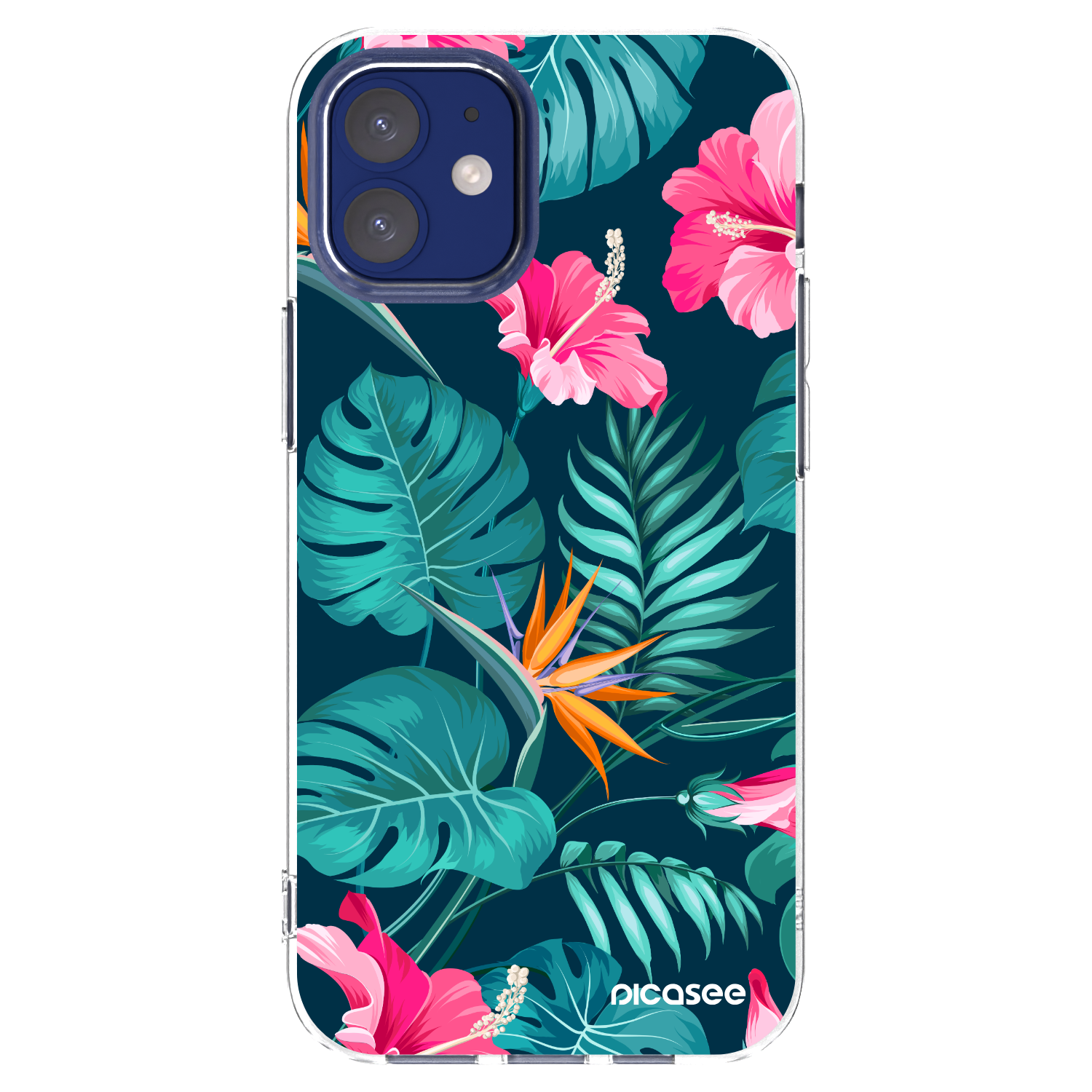 Picasee silikonski prozorni ovitek za Apple iPhone 12 mini - Pink Monstera