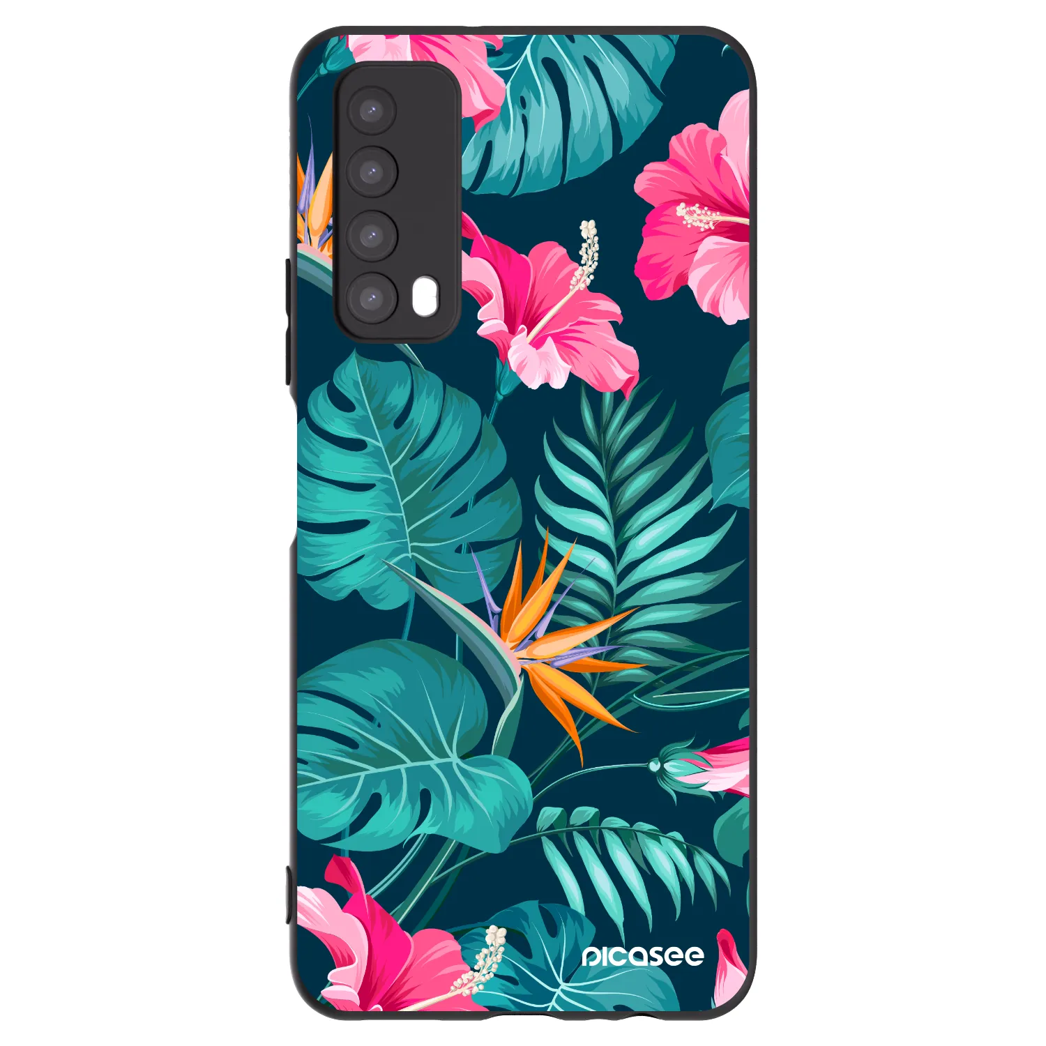 Picasee silikonski črni ovitek za Huawei P Smart 2021 - Pink Monstera