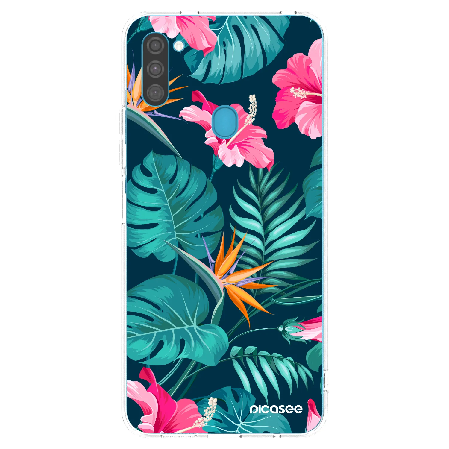 Picasee silikonski prozorni ovitek za Samsung Galaxy M11 - Pink Monstera