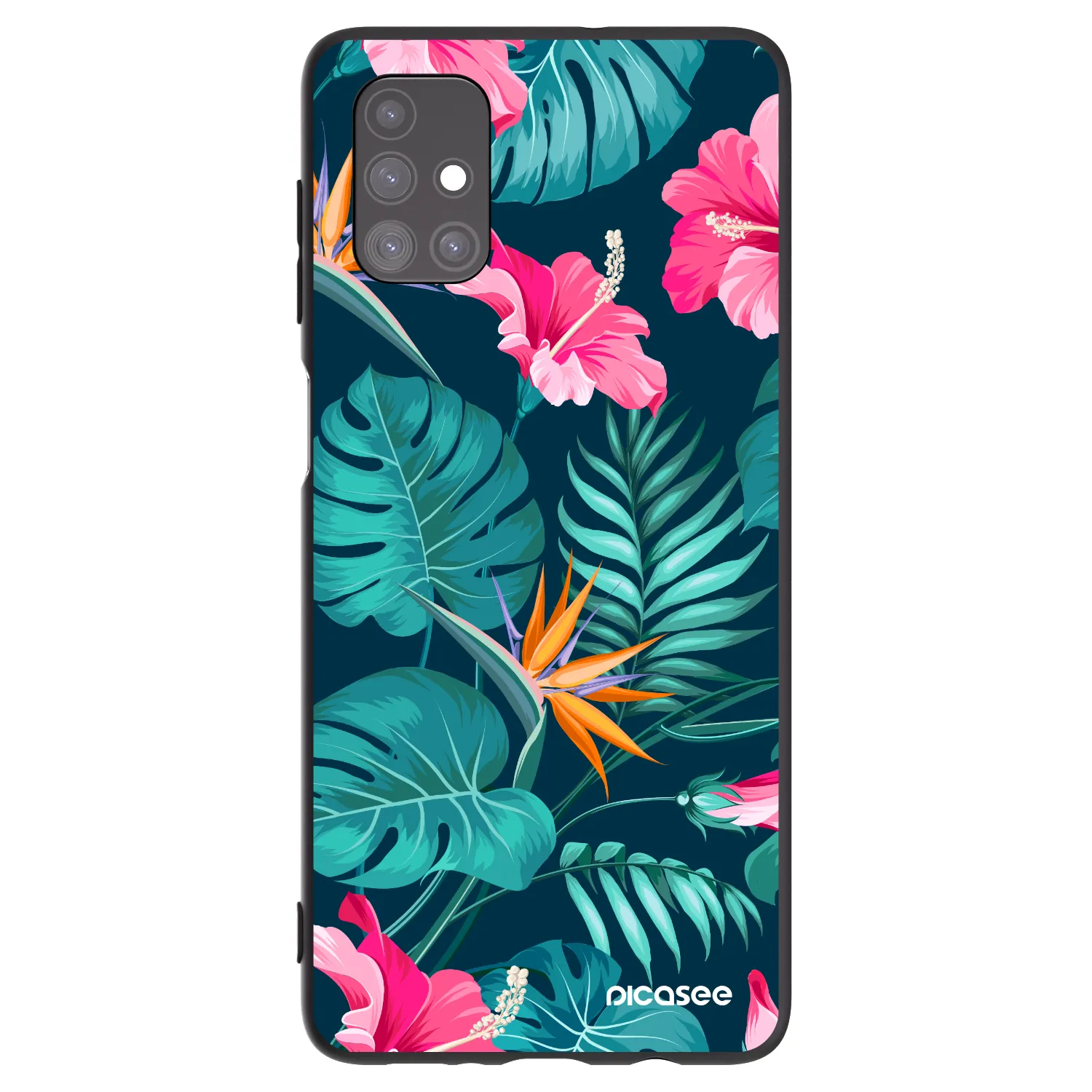 Picasee silikonski črni ovitek za Samsung Galaxy M51 M515F - Pink Monstera