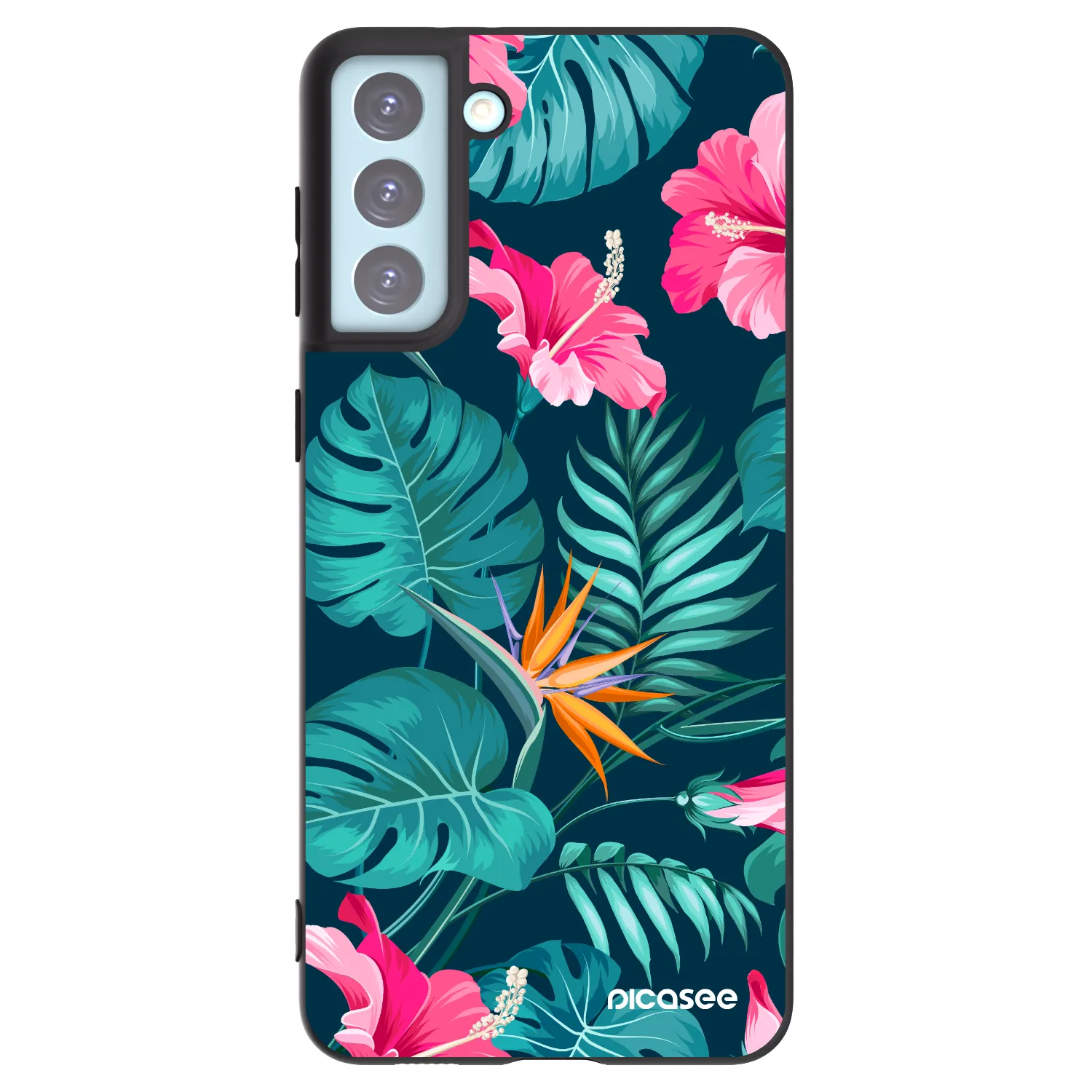 Picasee silikonski črni ovitek za Samsung Galaxy S21+ 5G G996F - Pink Monstera