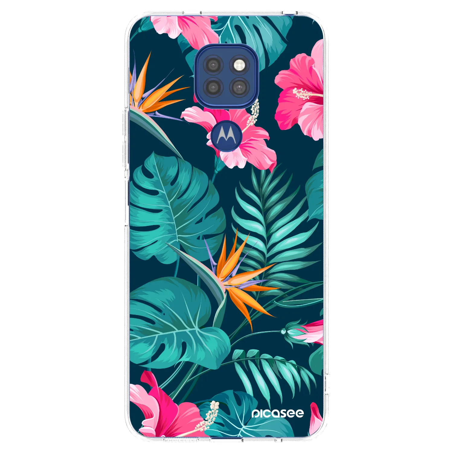 Picasee silikonski prozorni ovitek za Motorola Moto G9 Play - Pink Monstera