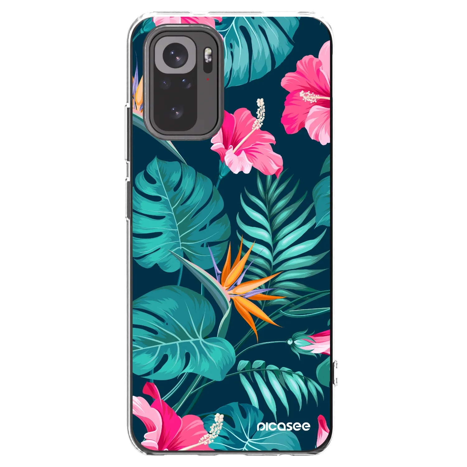 Picasee silikonski prozorni ovitek za Xiaomi Redmi Note 10 - Pink Monstera