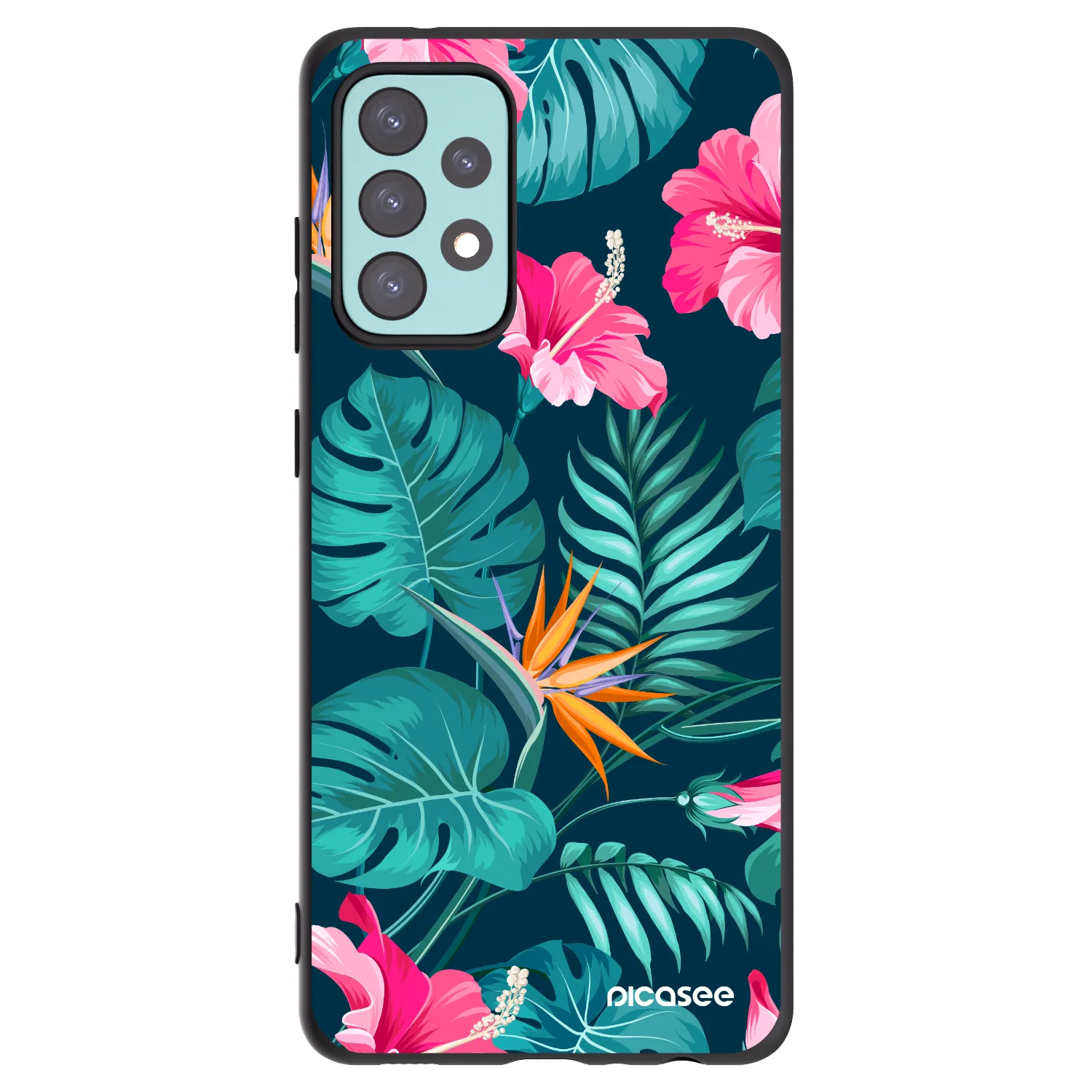 Picasee silikonski črni ovitek za Samsung Galaxy A72 A725F - Pink Monstera