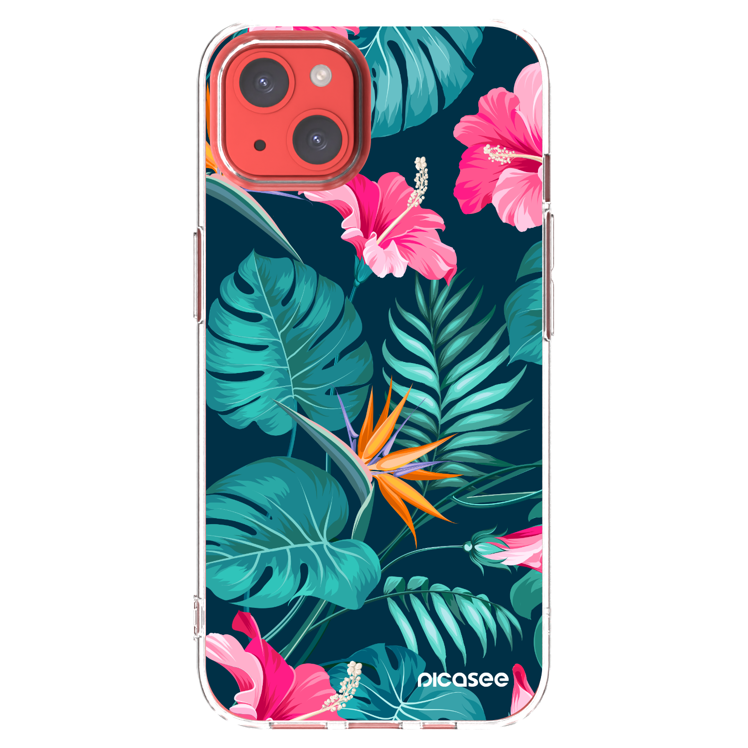 Picasee silikonski prozorni ovitek za Apple iPhone 13 - Pink Monstera