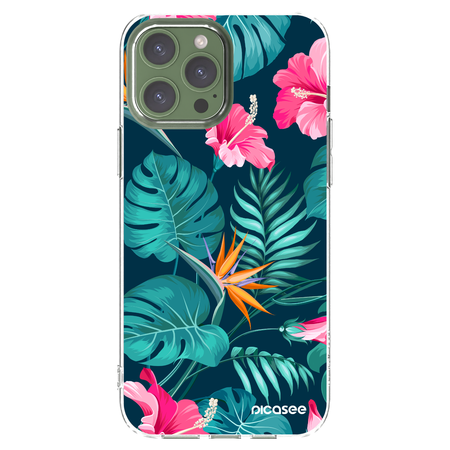Picasee silikonski prozorni ovitek za Apple iPhone 13 Pro Max - Pink Monstera