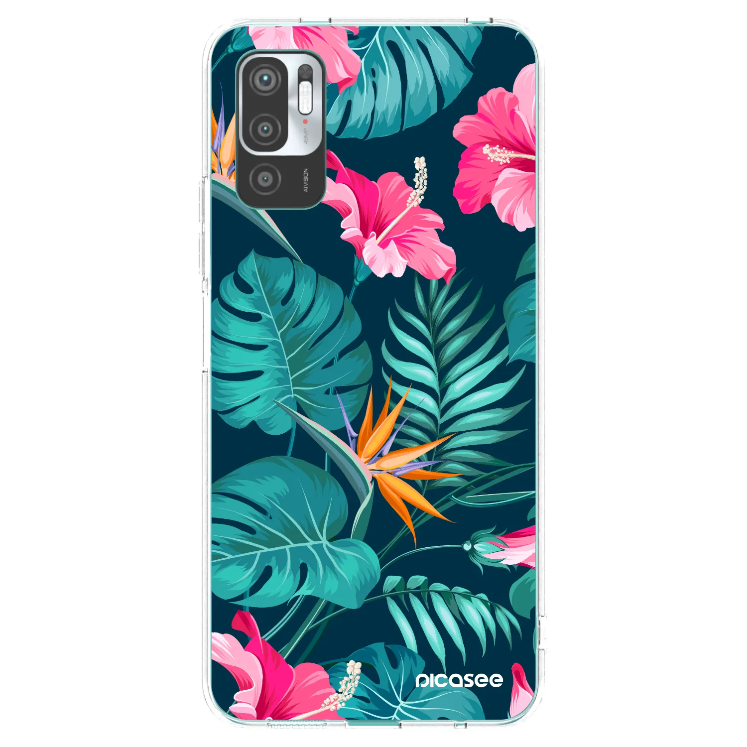Picasee silikonski prozorni ovitek za Xiaomi Redmi Note 10 5G - Pink Monstera
