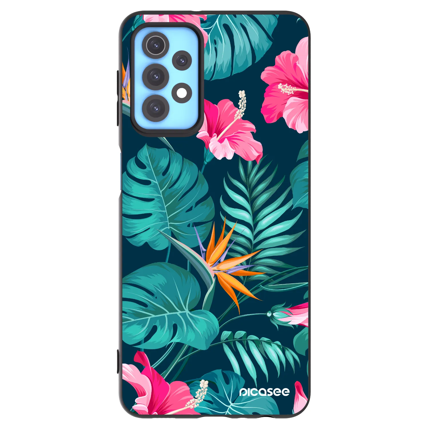 Picasee silikonski črni ovitek za Samsung Galaxy A32 4G SM-A325F - Pink Monstera