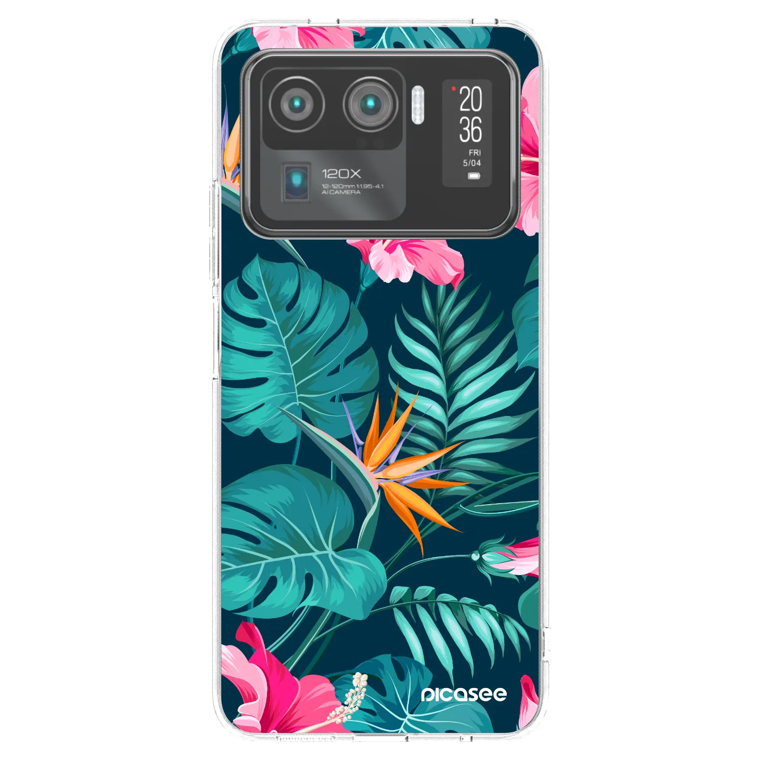 Picasee silikonski prozorni ovitek za Xiaomi Mi 11 Ultra - Pink Monstera