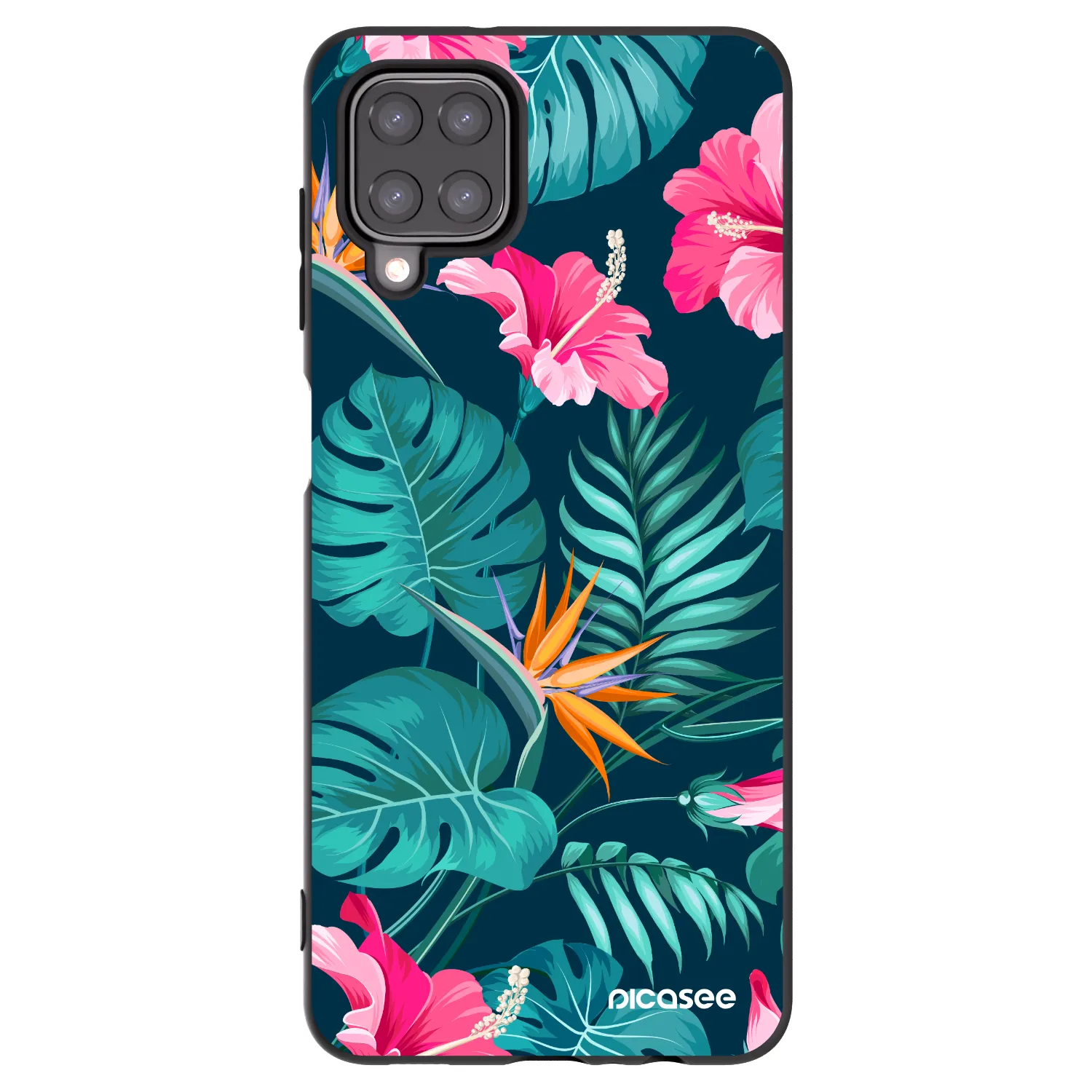 Picasee silikonski črni ovitek za Samsung Galaxy M12 M127F - Pink Monstera