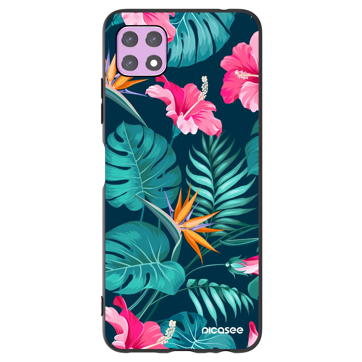 Picasee silikonski črni ovitek za Samsung Galaxy A22 A226B 5G - Pink Monstera