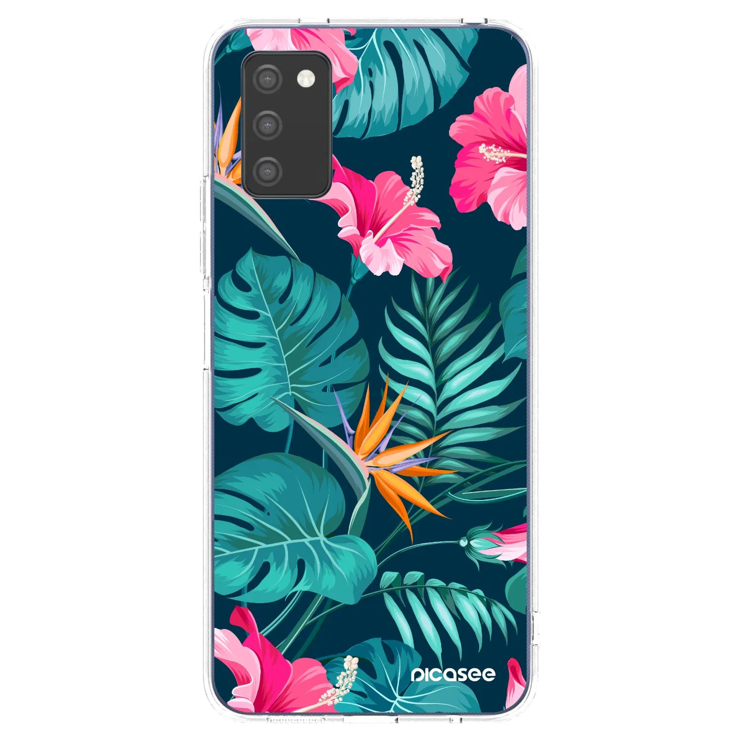 Picasee silikonski prozorni ovitek za Samsung Galaxy A02s A025G - Pink Monstera