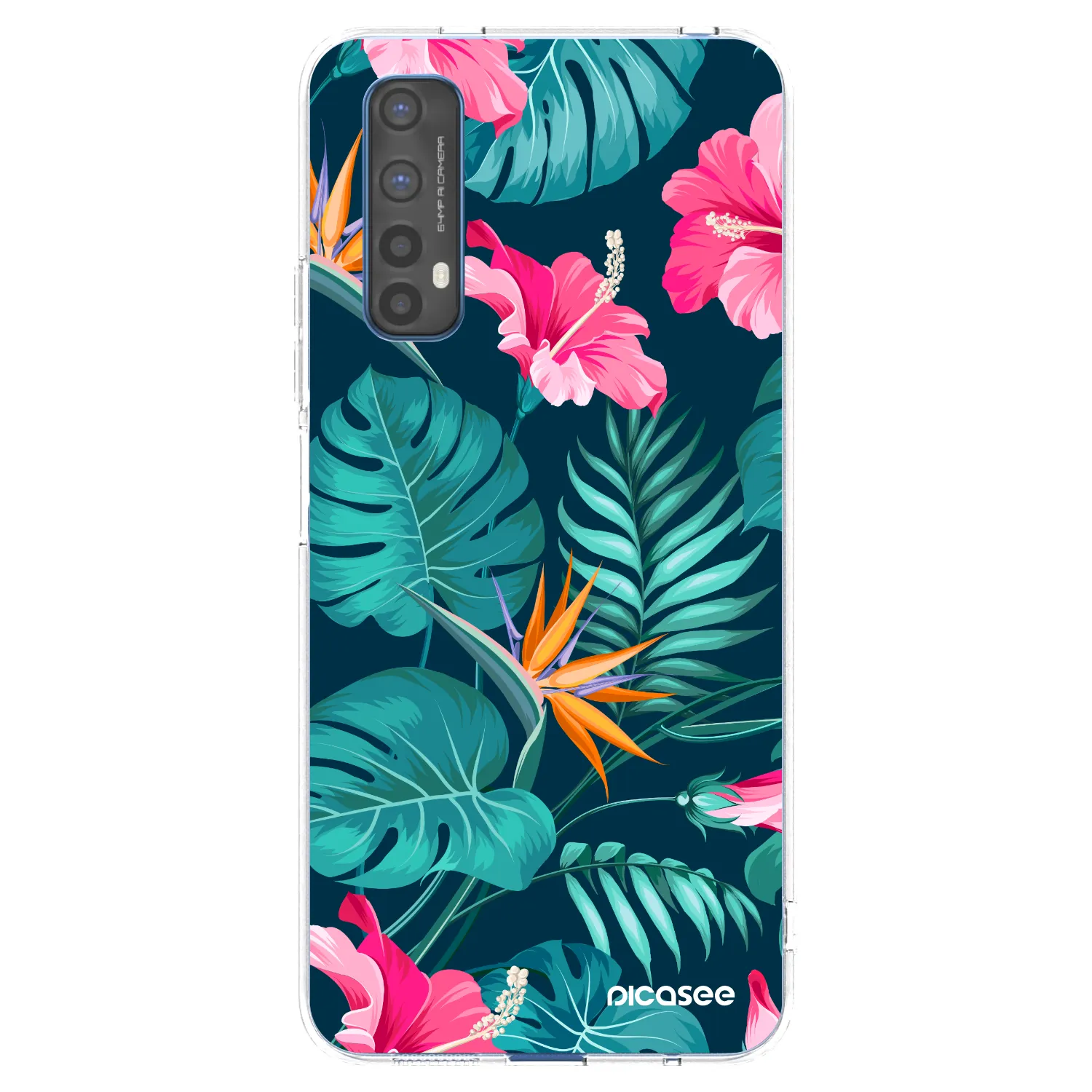 Picasee silikonski prozorni ovitek za Realme 7 - Pink Monstera