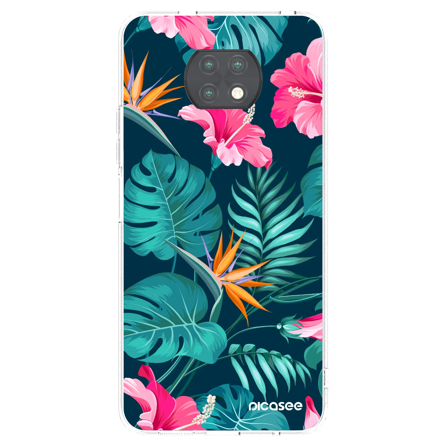 Picasee silikonski prozorni ovitek za Xiaomi Redmi Note 9T - Pink Monstera