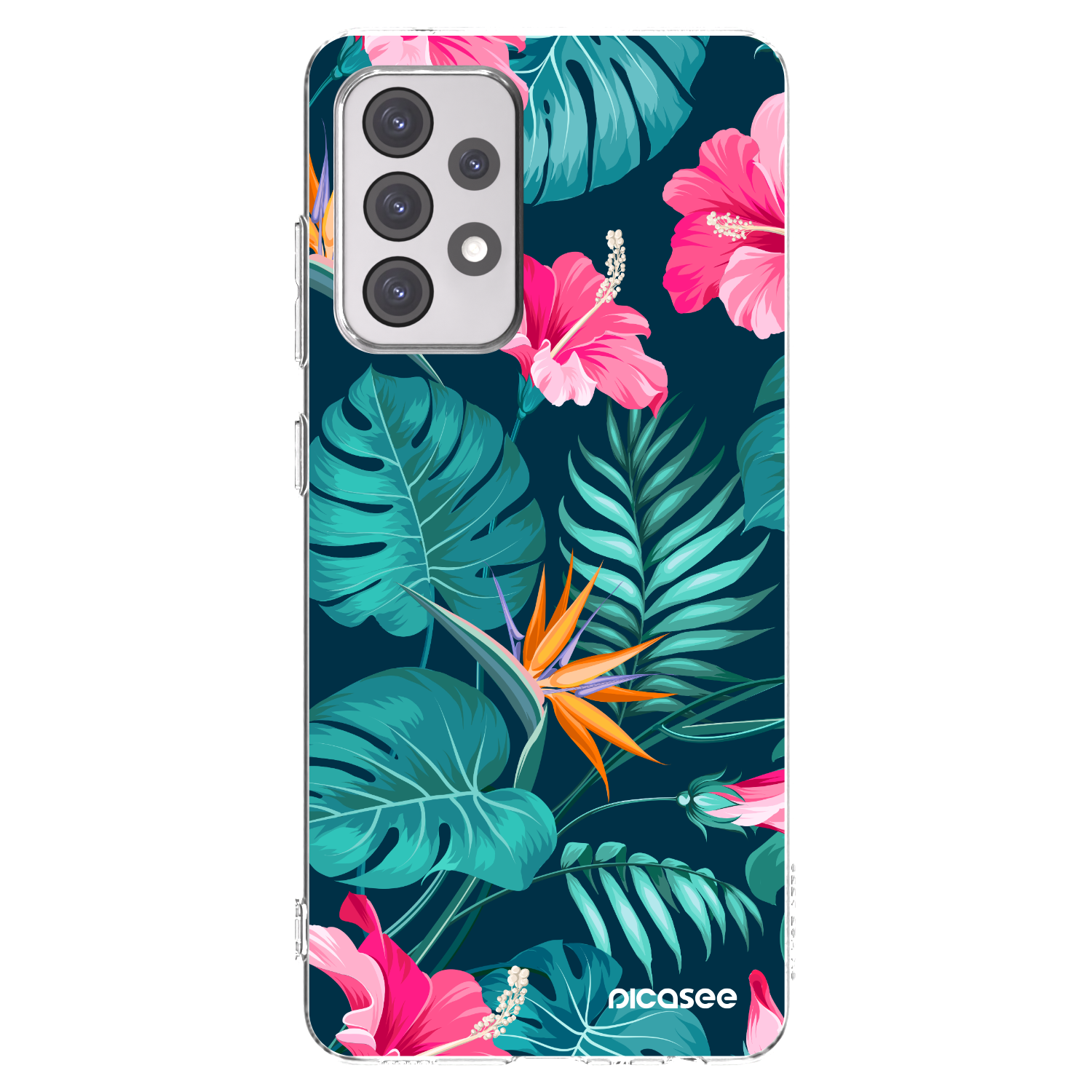 Picasee silikonski prozorni ovitek za Samsung Galaxy A52s 5G A528B - Pink Monstera