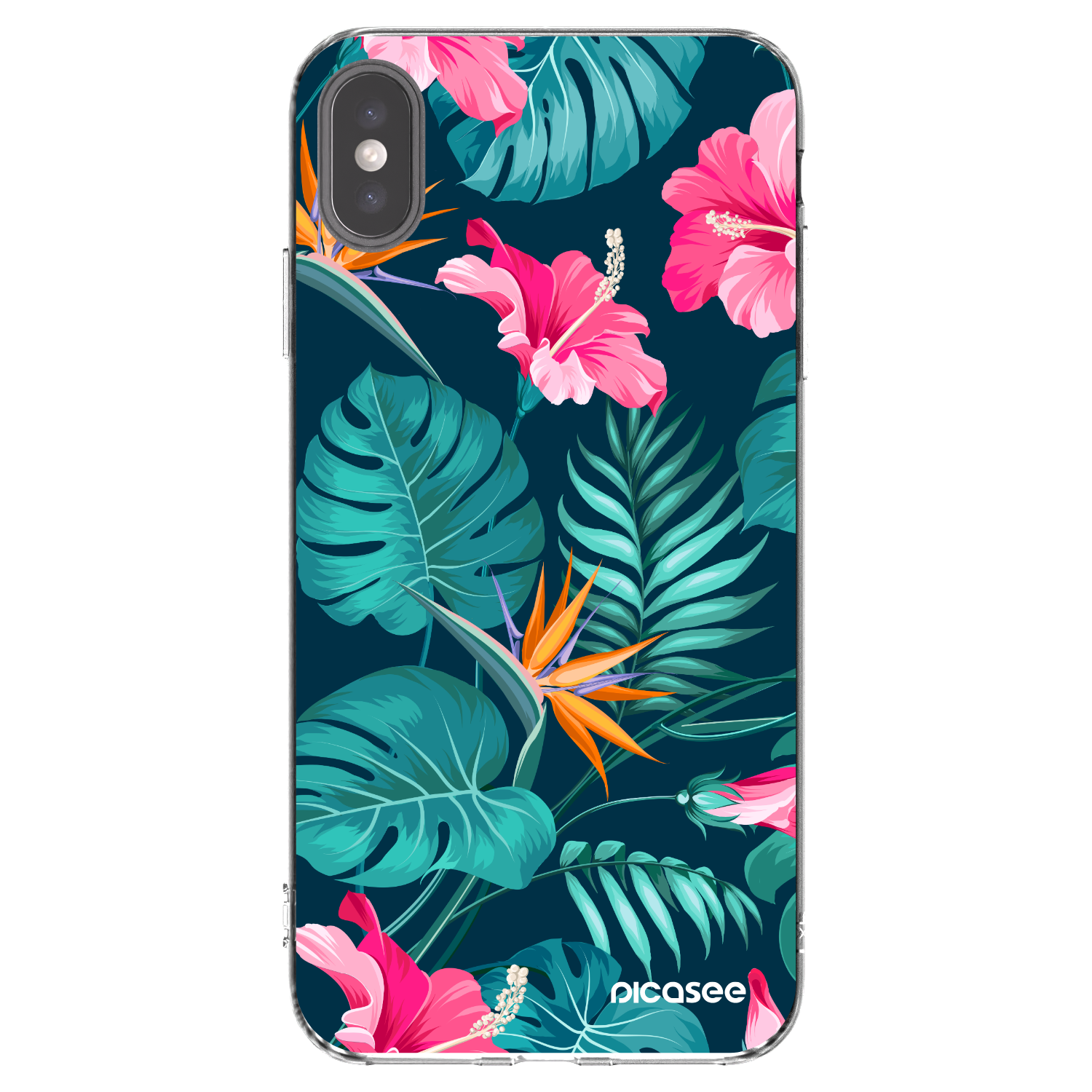 Picasee silikonski prozorni ovitek za Apple iPhone XS Max - Pink Monstera