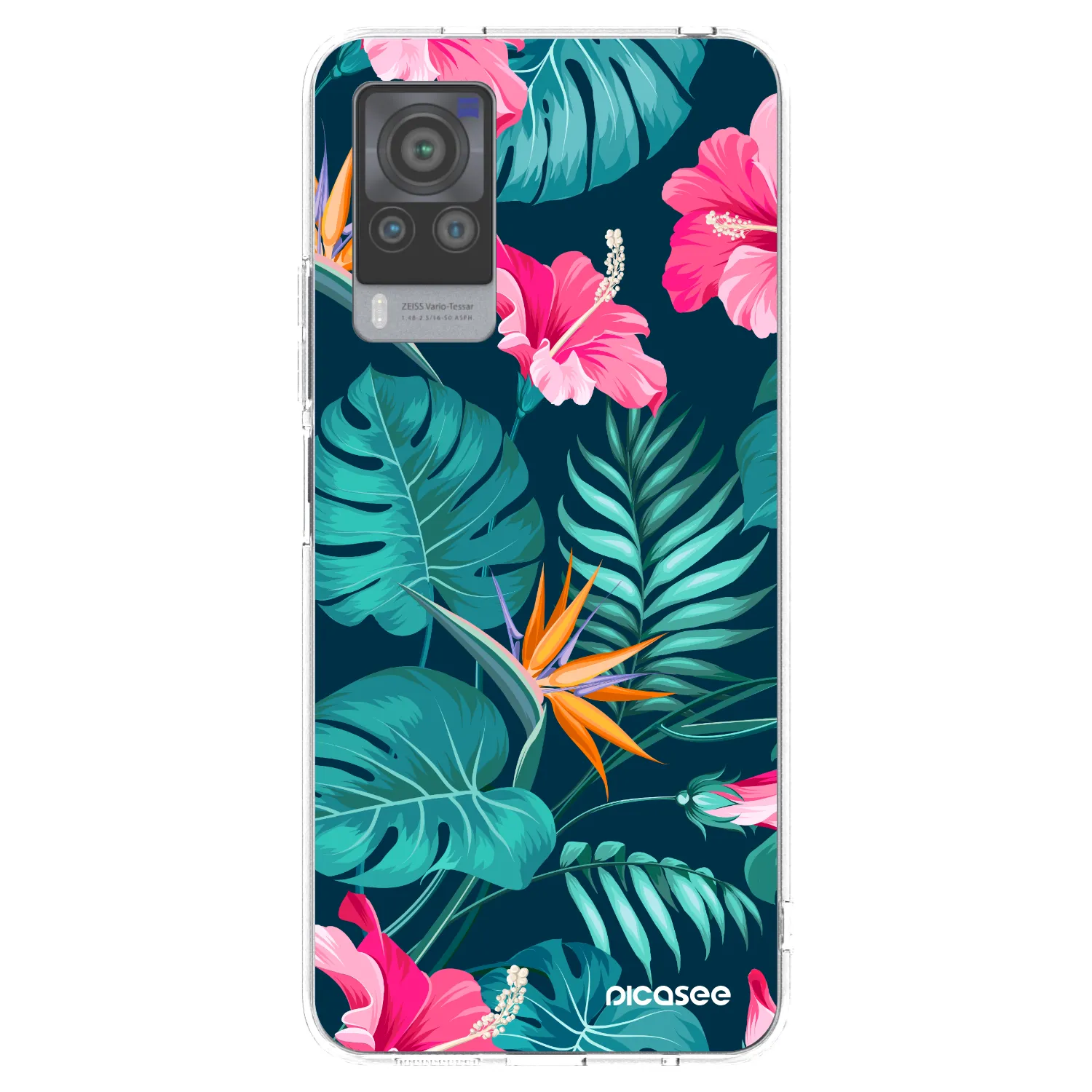 Picasee silikonski prozorni ovitek za Vivo X60 Pro 5G - Pink Monstera
