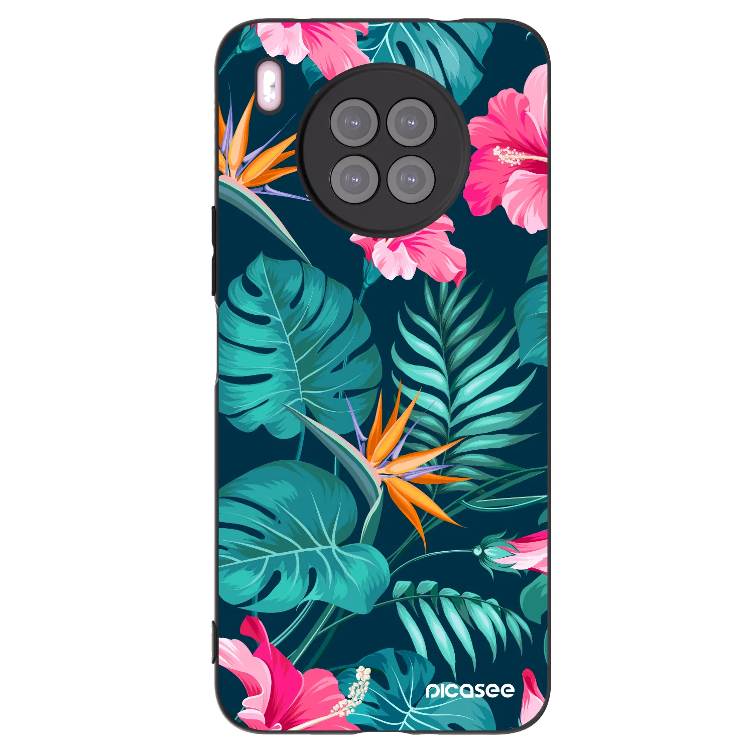 Picasee silikonski črni ovitek za Huawei Nova 8i - Pink Monstera