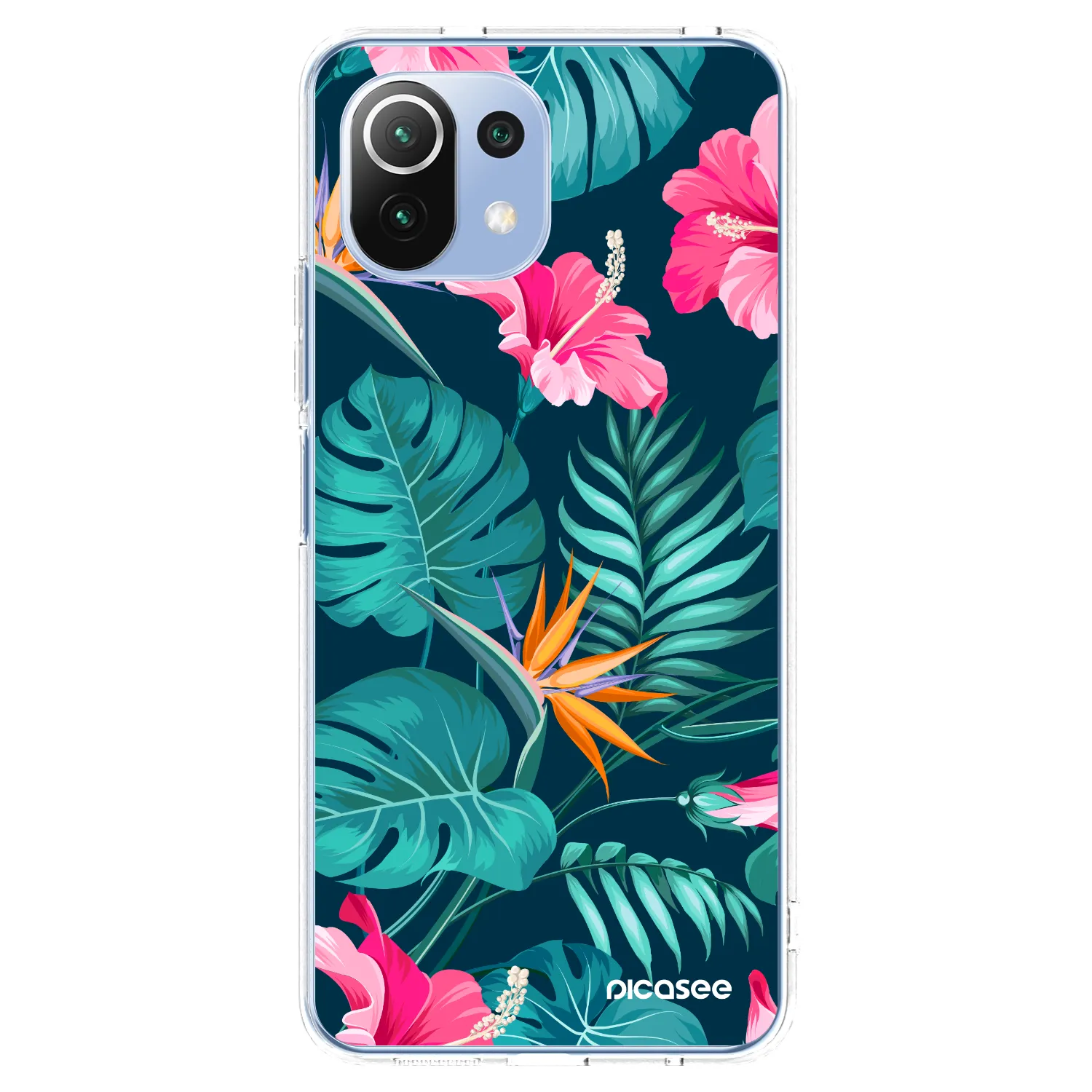 Picasee silikonski prozorni ovitek za Xiaomi 11 Lite 5G NE - Pink Monstera