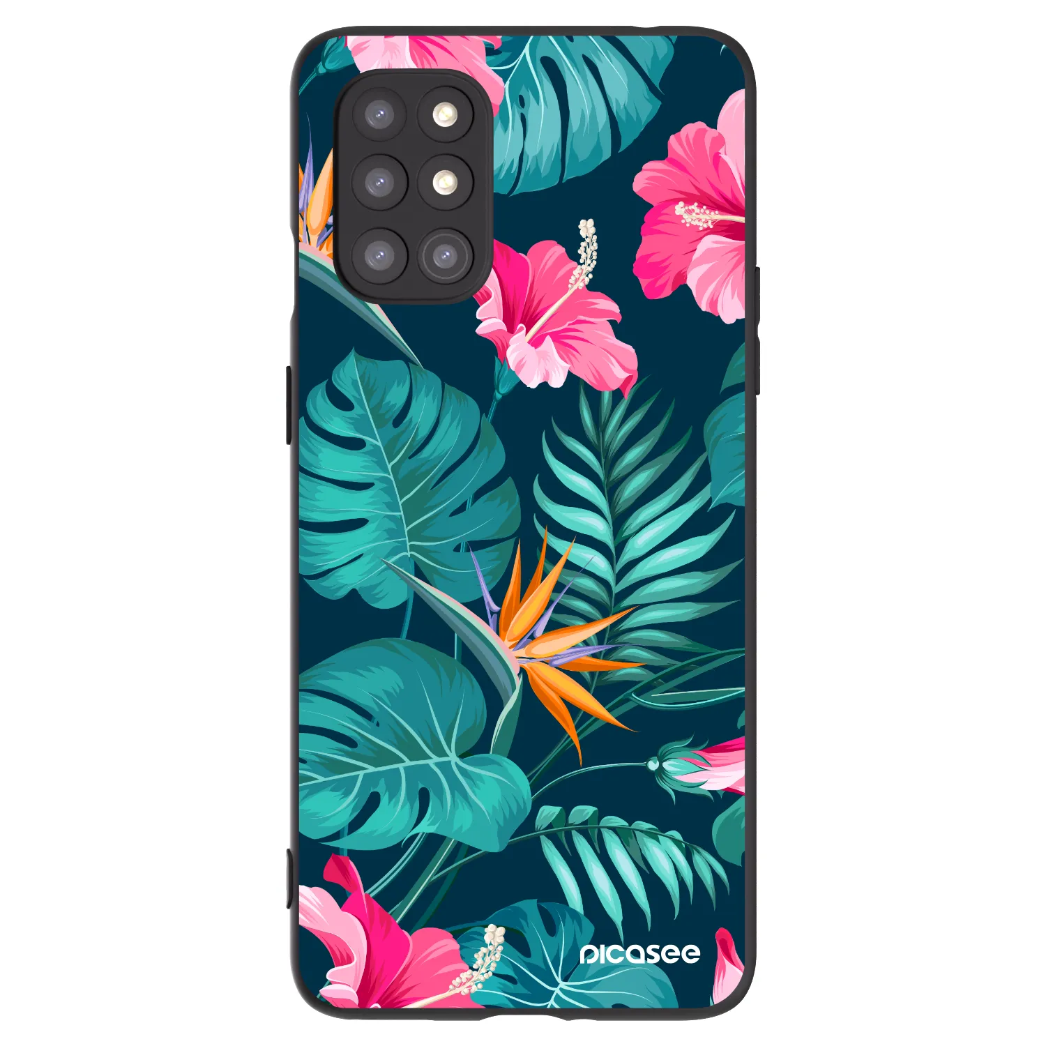 Picasee silikonski črni ovitek za OnePlus 8T - Pink Monstera