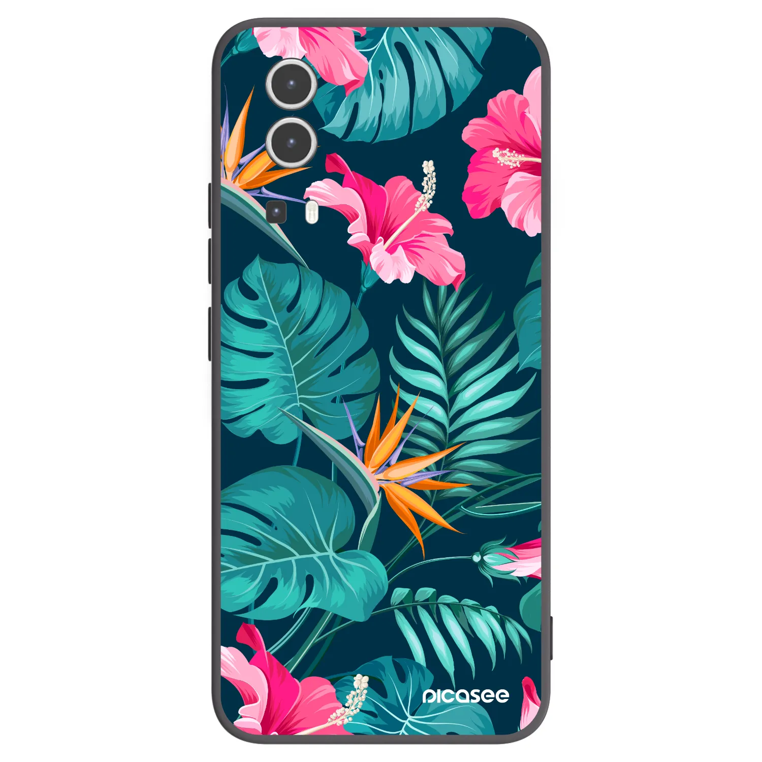 Picasee silikonski črni ovitek za Vivo Y72 5G - Pink Monstera