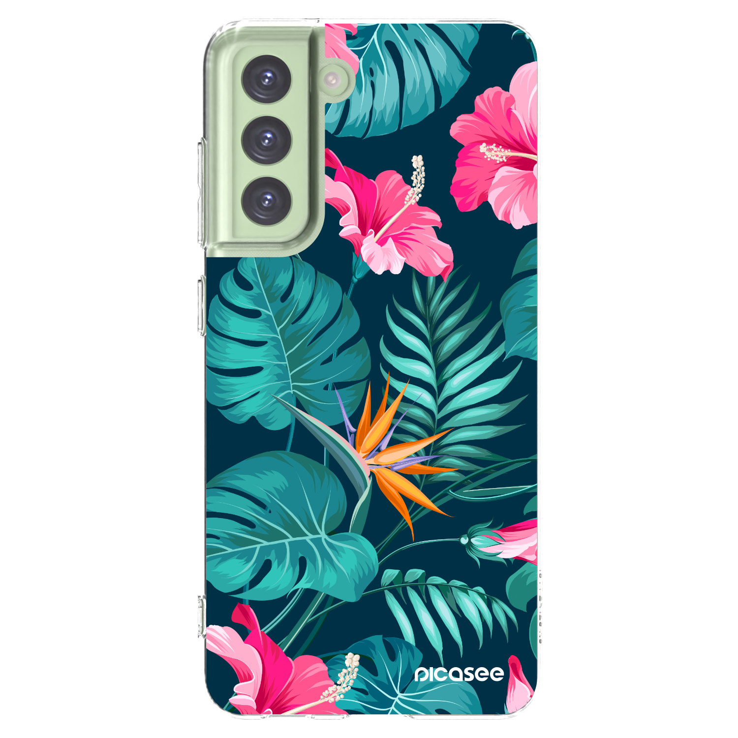 Picasee silikonski prozorni ovitek za Samsung Galaxy S21 FE 5G - Pink Monstera