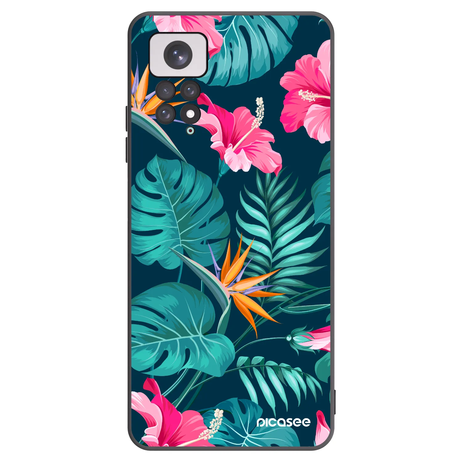 Picasee silikonski črni ovitek za Xiaomi Redmi Note 11 - Pink Monstera
