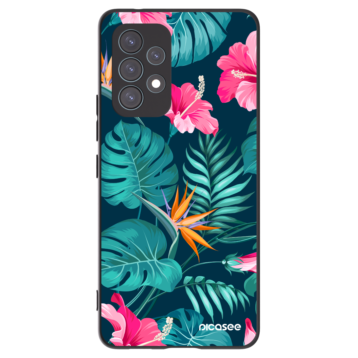 Picasee silikonski črni ovitek za Samsung Galaxy A53 5G A536 - Pink Monstera