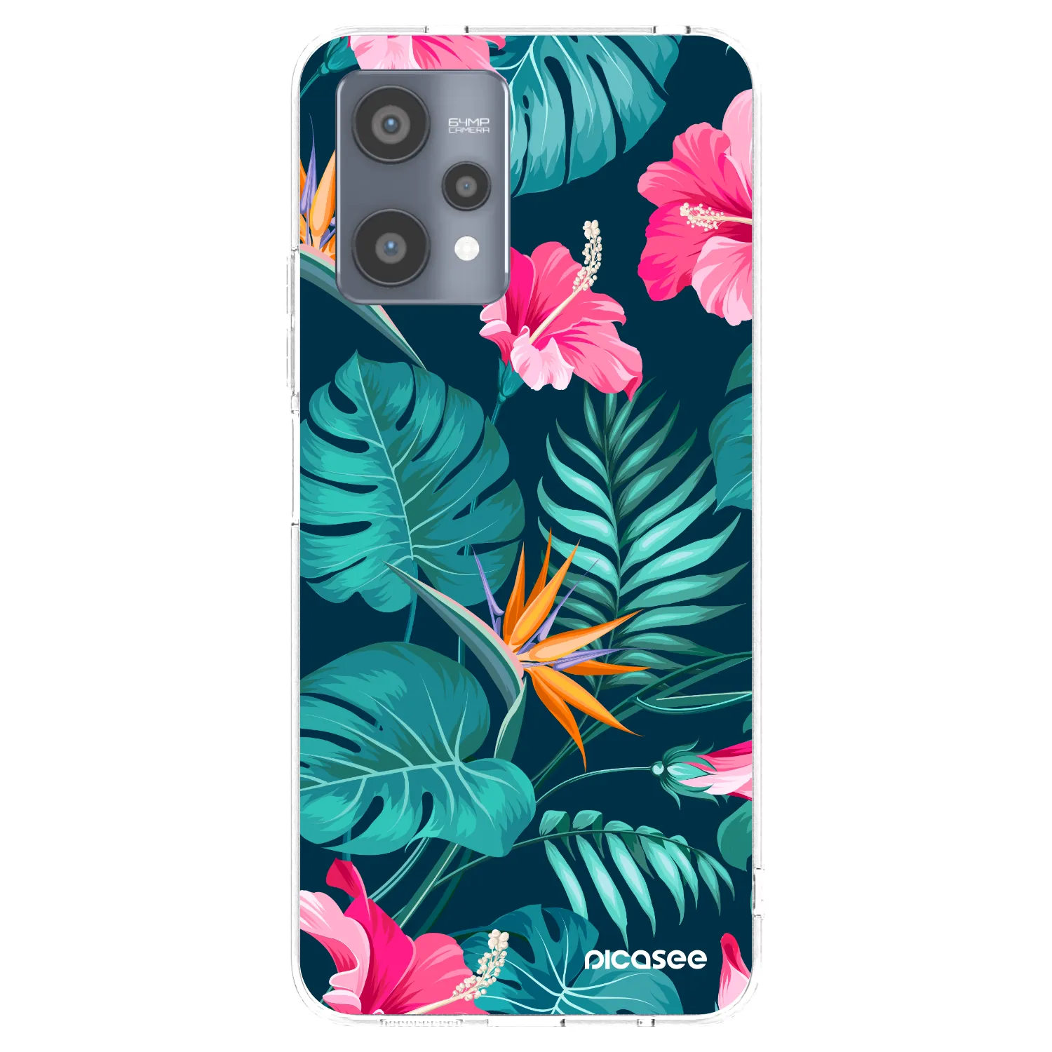 Picasee silikonski prozorni ovitek za Realme 9 Pro 5G - Pink Monstera