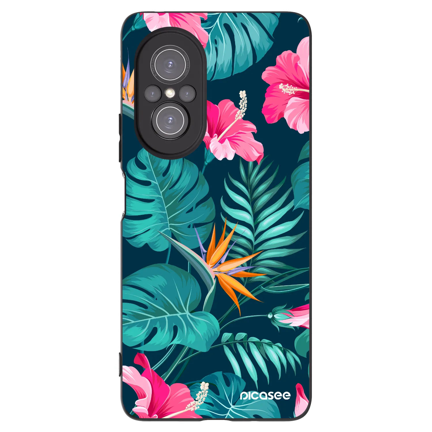 Picasee silikonski črni ovitek za Huawei Nova 9 SE - Pink Monstera