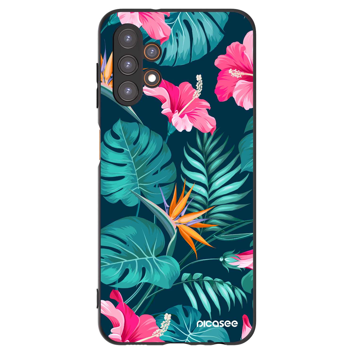 Picasee silikonski črni ovitek za Samsung Galaxy A13 4G A135 - Pink Monstera