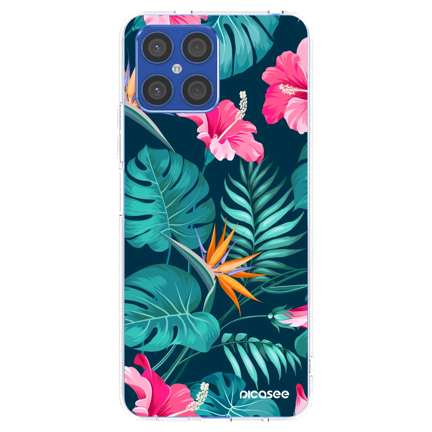 Picasee silikonski prozorni ovitek za Honor X8 4G - Pink Monstera