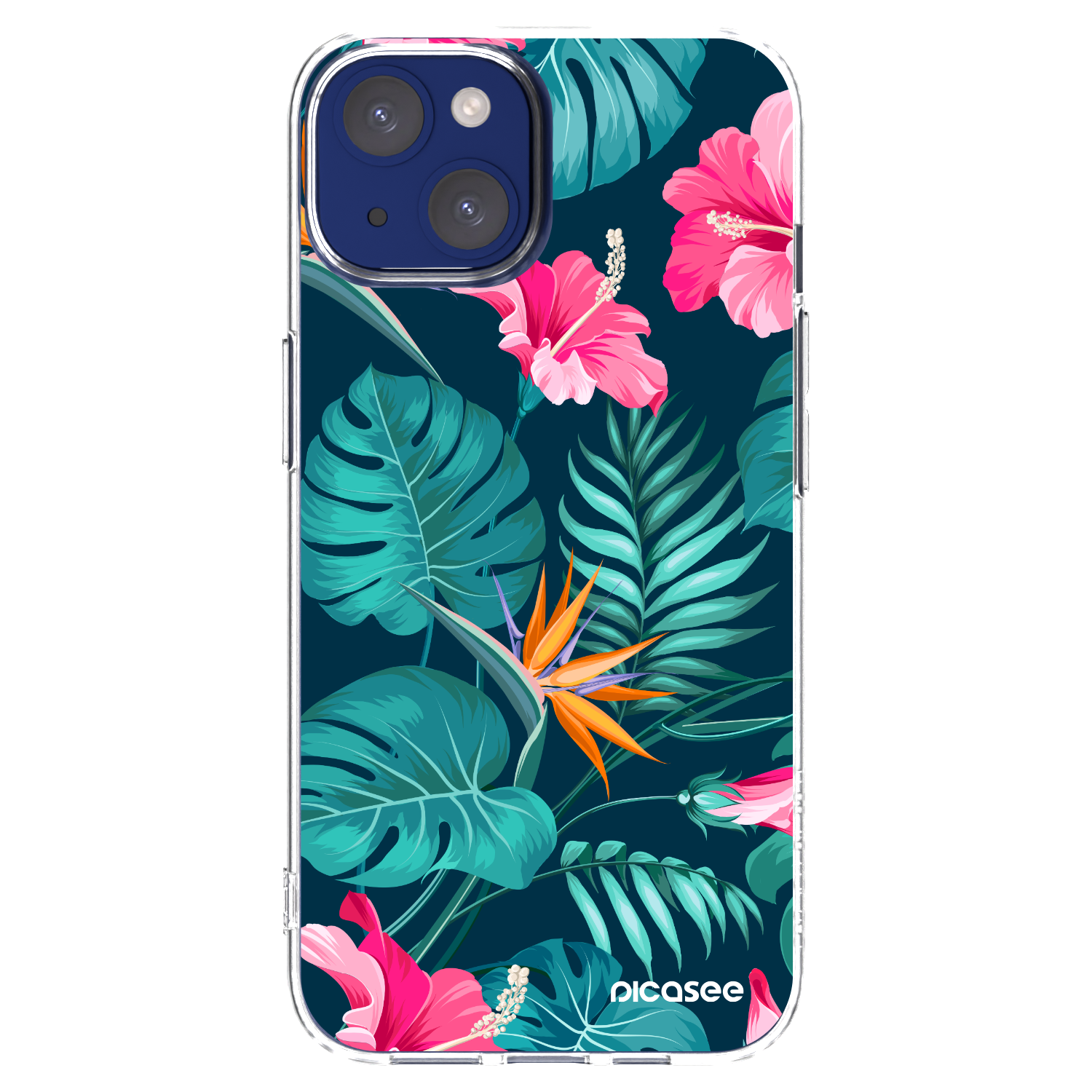 Picasee silikonski prozorni ovitek za Apple iPhone 14 - Pink Monstera