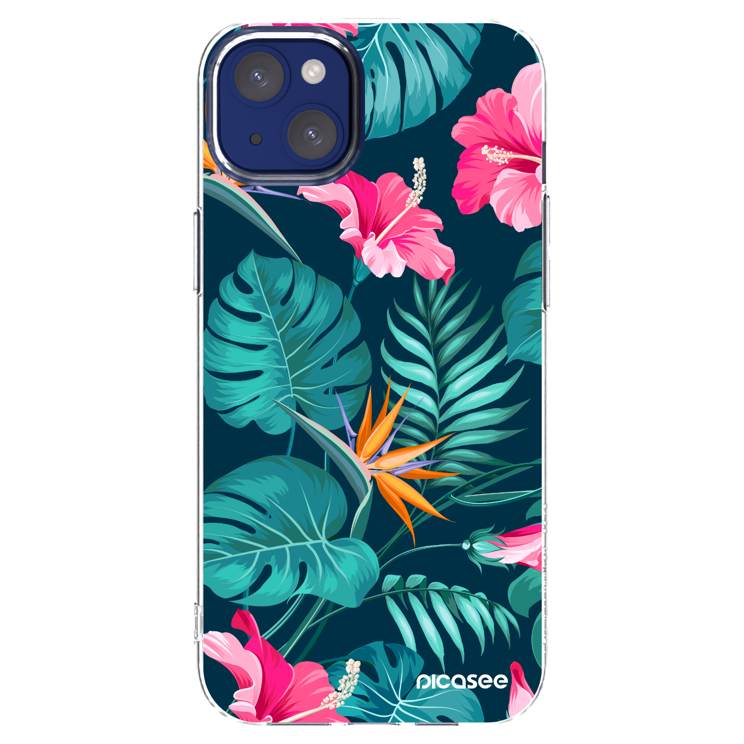 Picasee silikonski prozorni ovitek za Apple iPhone 14 Plus - Pink Monstera