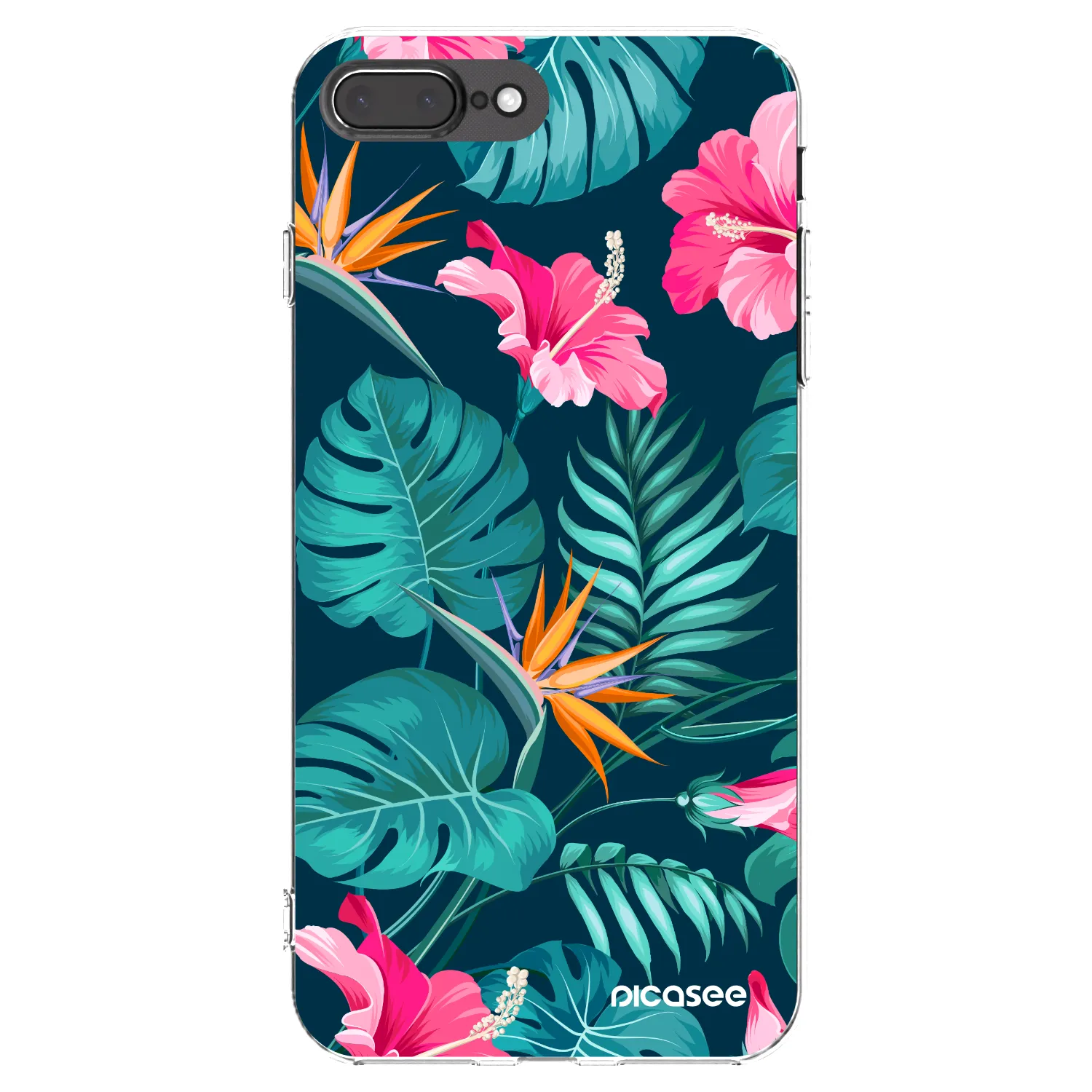 Picasee silikonski prozorni ovitek za Apple iPhone 8 Plus - Pink Monstera