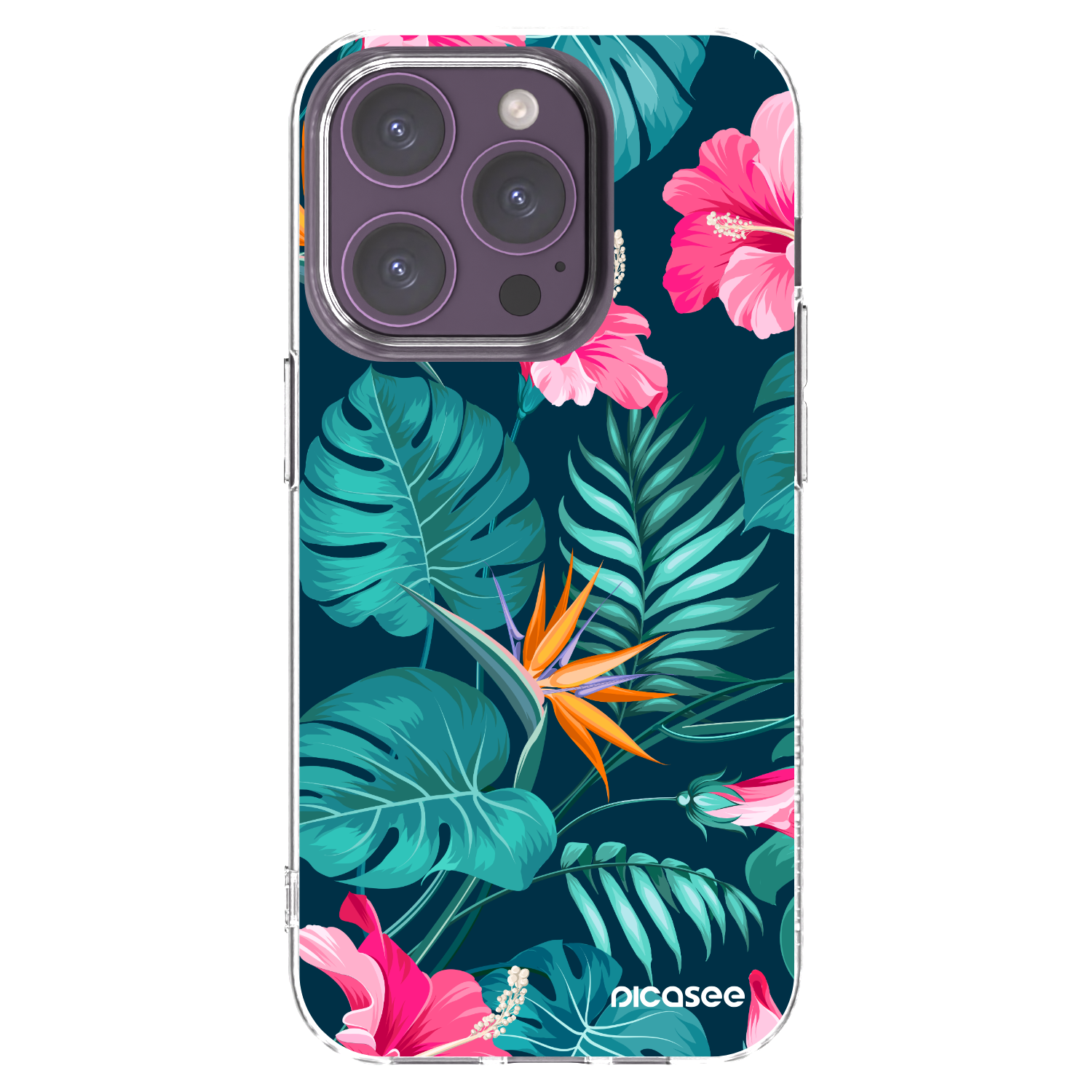 Picasee silikonski prozorni ovitek za Apple iPhone 14 Pro - Pink Monstera
