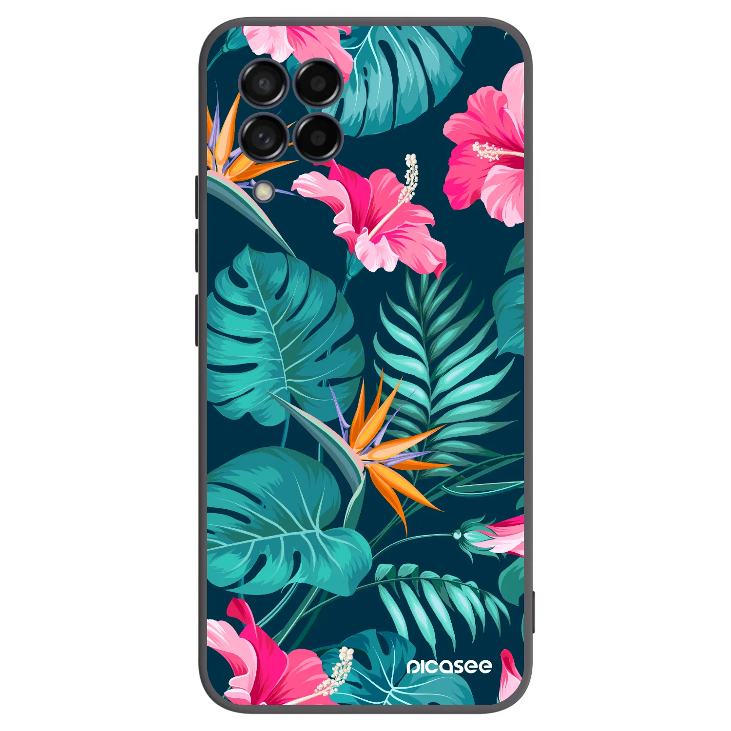 Picasee silikonski črni ovitek za Samsung Galaxy M53 5G - Pink Monstera