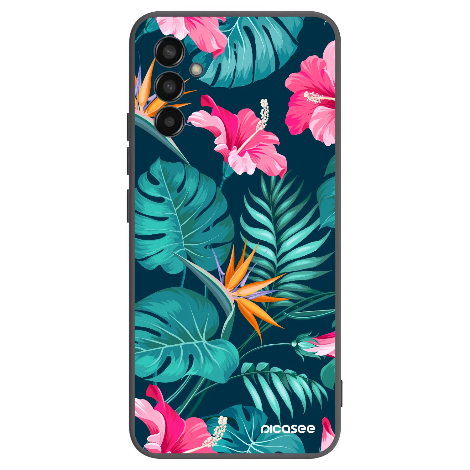 Picasee silikonski črni ovitek za Samsung Galaxy M13 M135F - Pink Monstera