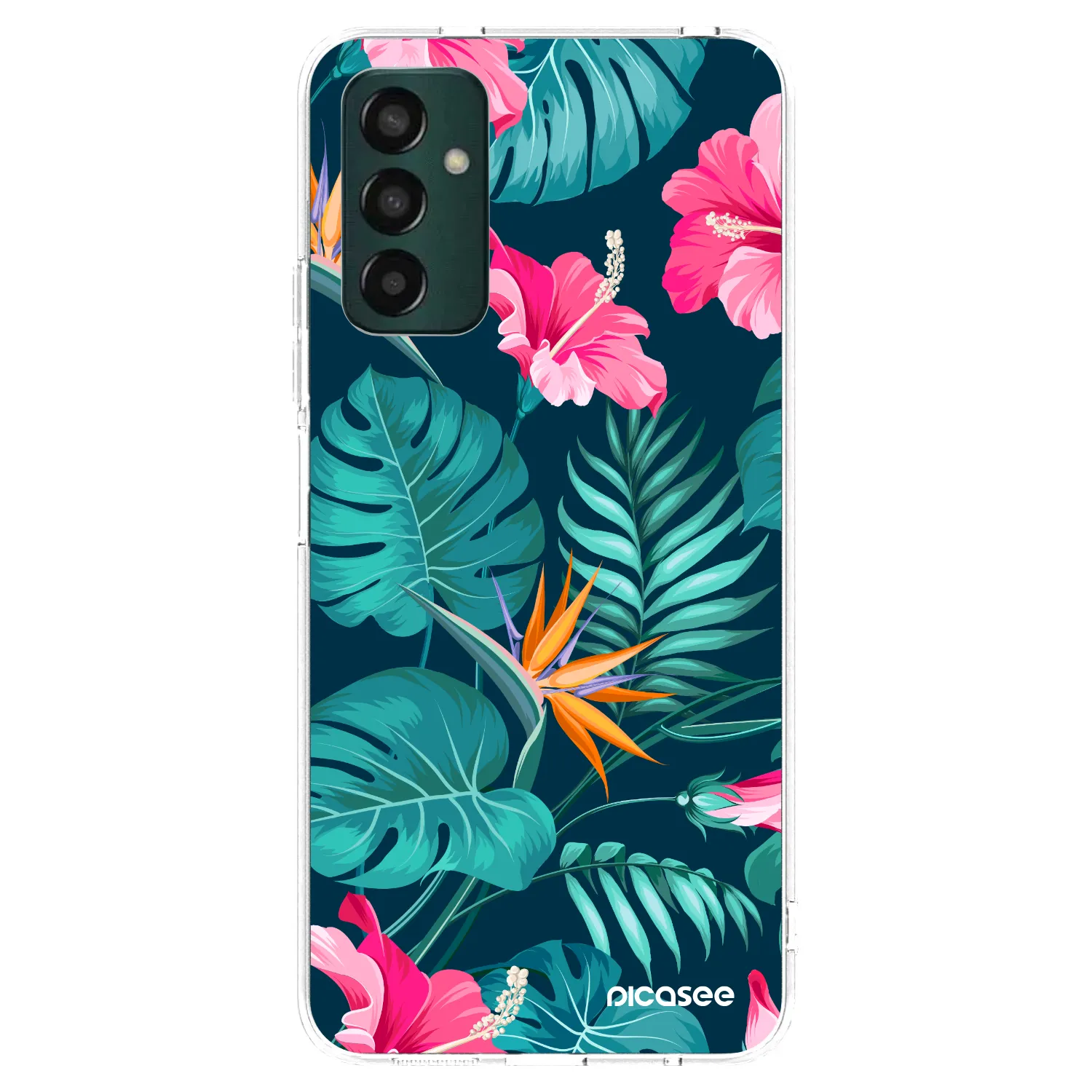 Picasee silikonski prozorni ovitek za Samsung Galaxy M13 M135F - Pink Monstera