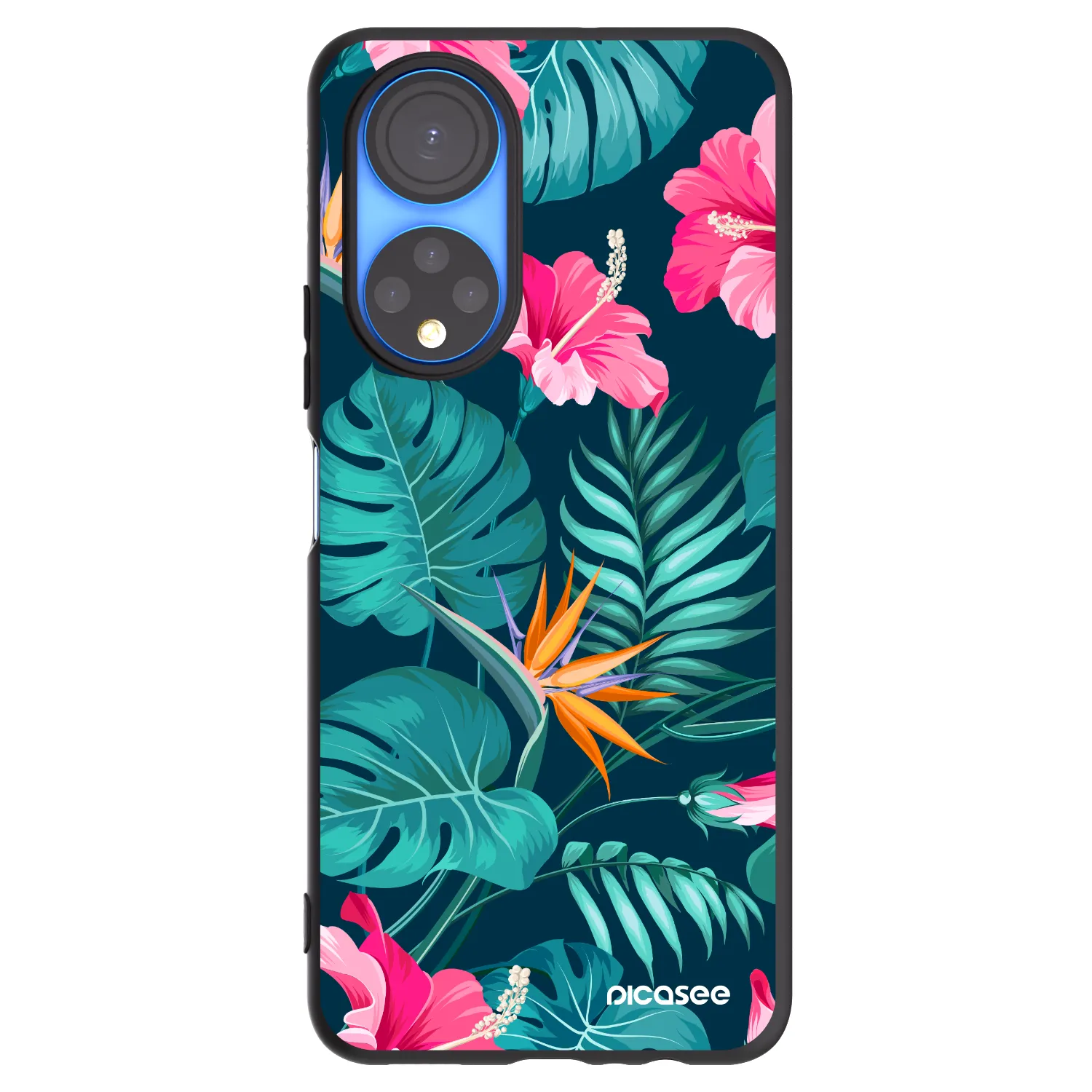 Picasee silikonski črni ovitek za Honor X7 - Pink Monstera