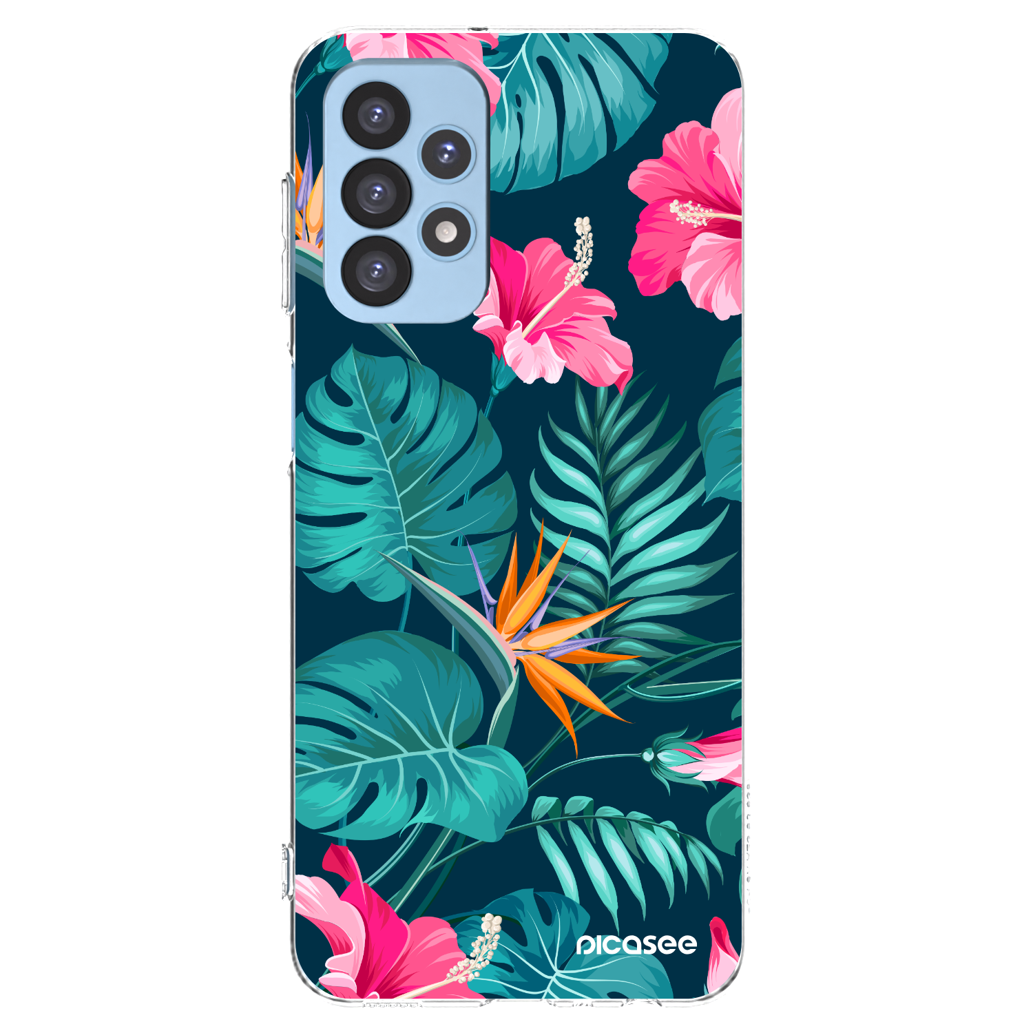 Picasee silikonski prozorni ovitek za Samsung Galaxy A23 A235F 4G - Pink Monstera