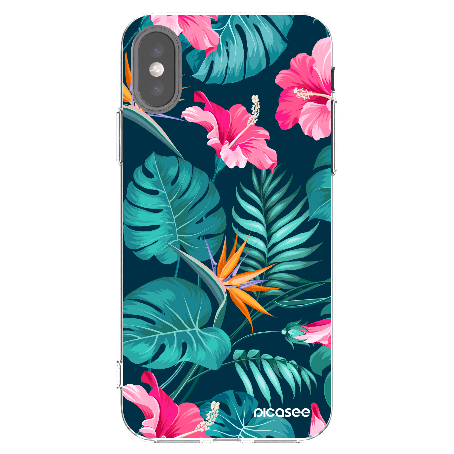 Picasee silikonski prozorni ovitek za Apple iPhone X/XS - Pink Monstera