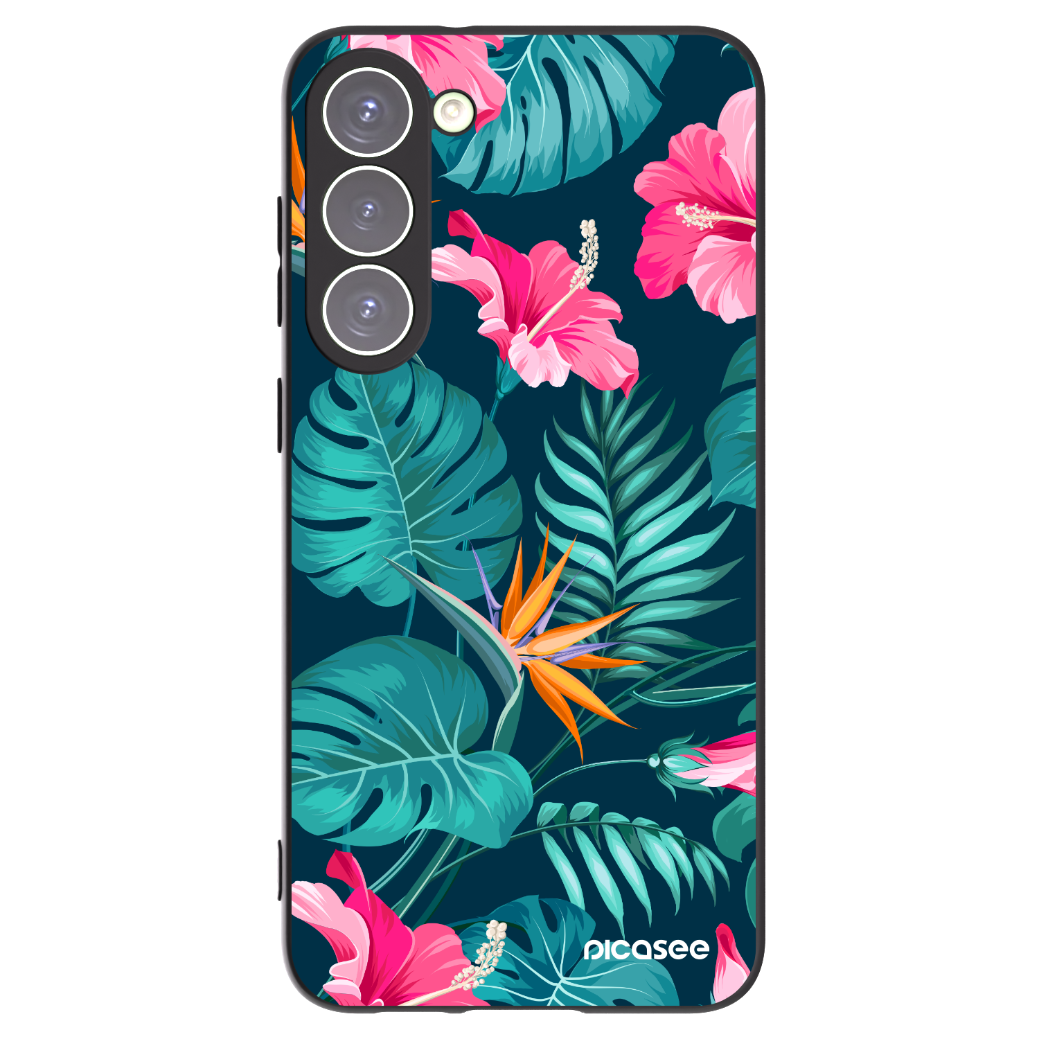 Picasee silikonski črni ovitek za Samsung Galaxy S23+ 5G - Pink Monstera
