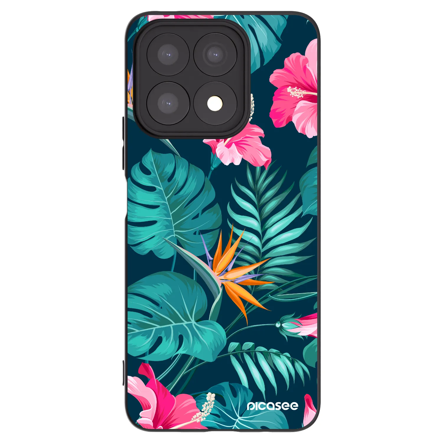 Picasee silikonski črni ovitek za Honor X8a - Pink Monstera
