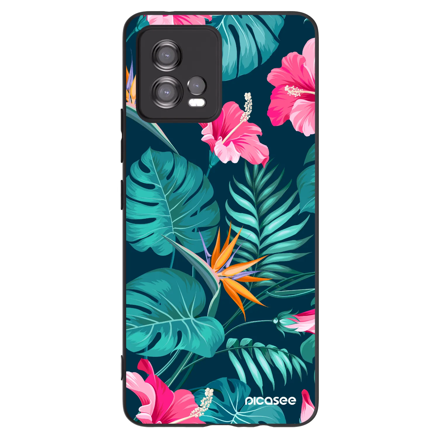 Picasee silikonski črni ovitek za Motorola Moto G72 - Pink Monstera