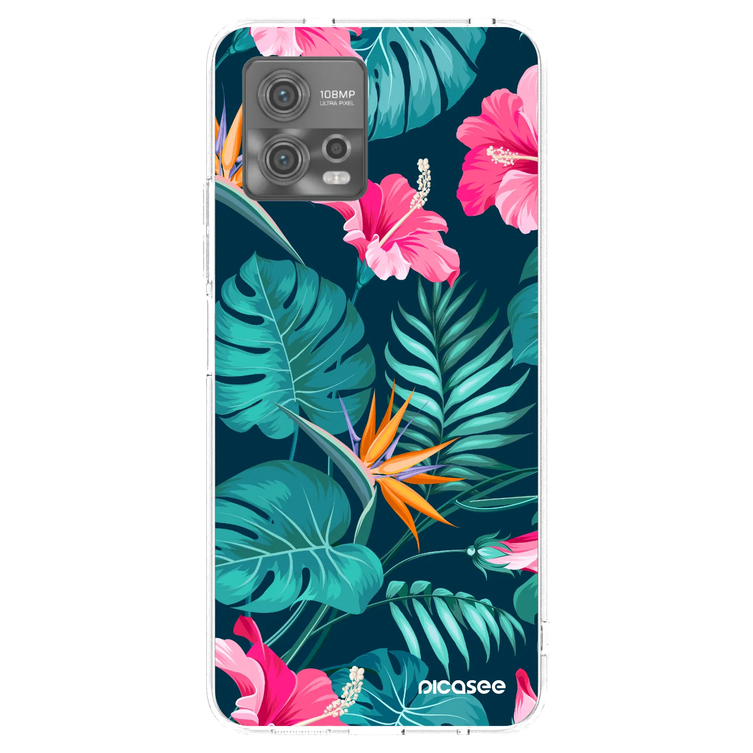 Picasee silikonski prozorni ovitek za Motorola Moto G72 - Pink Monstera