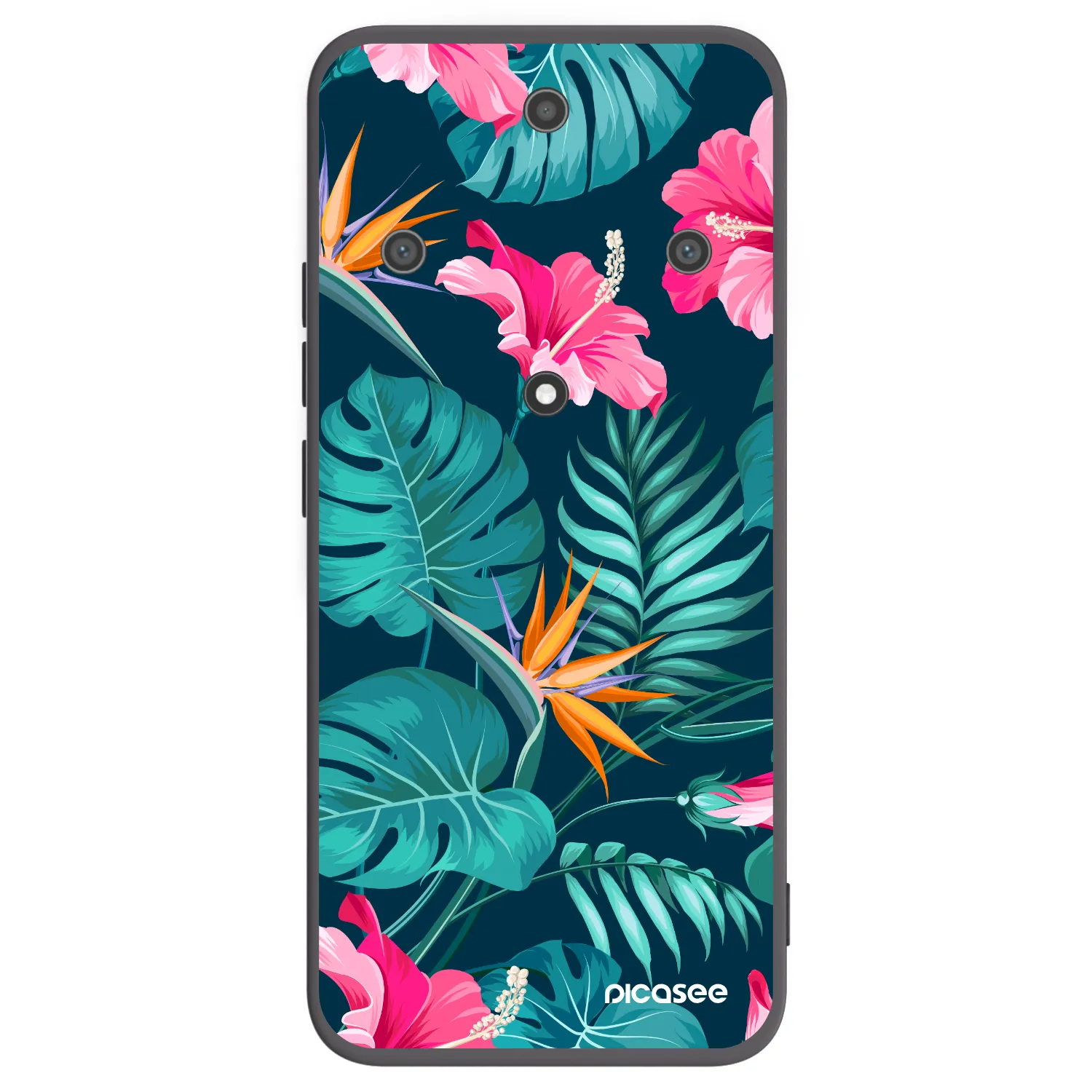 Picasee silikonski črni ovitek za Honor Magic5 Lite 5G - Pink Monstera